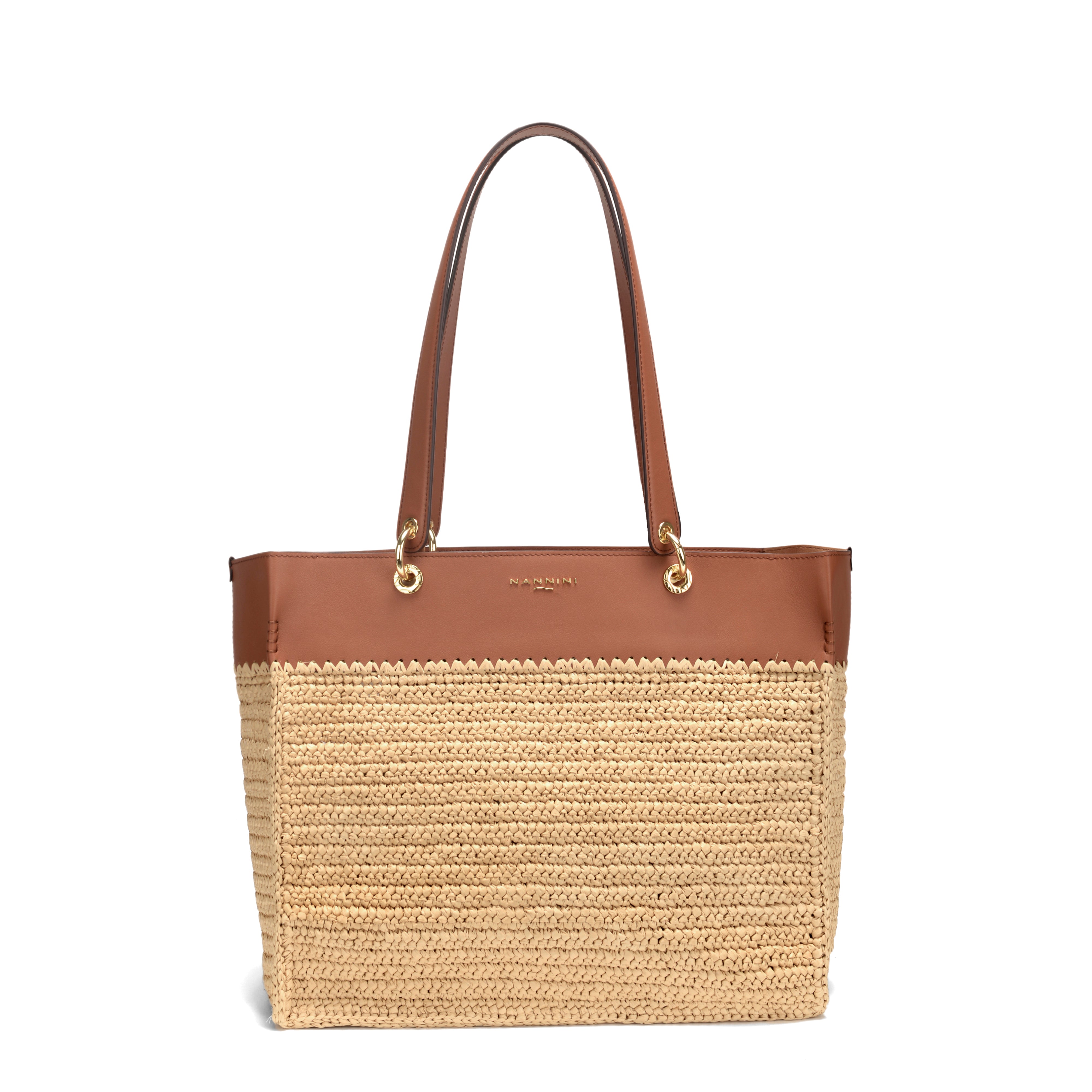 NANNINI borsa spalla donna pelle naturale cuoio manici