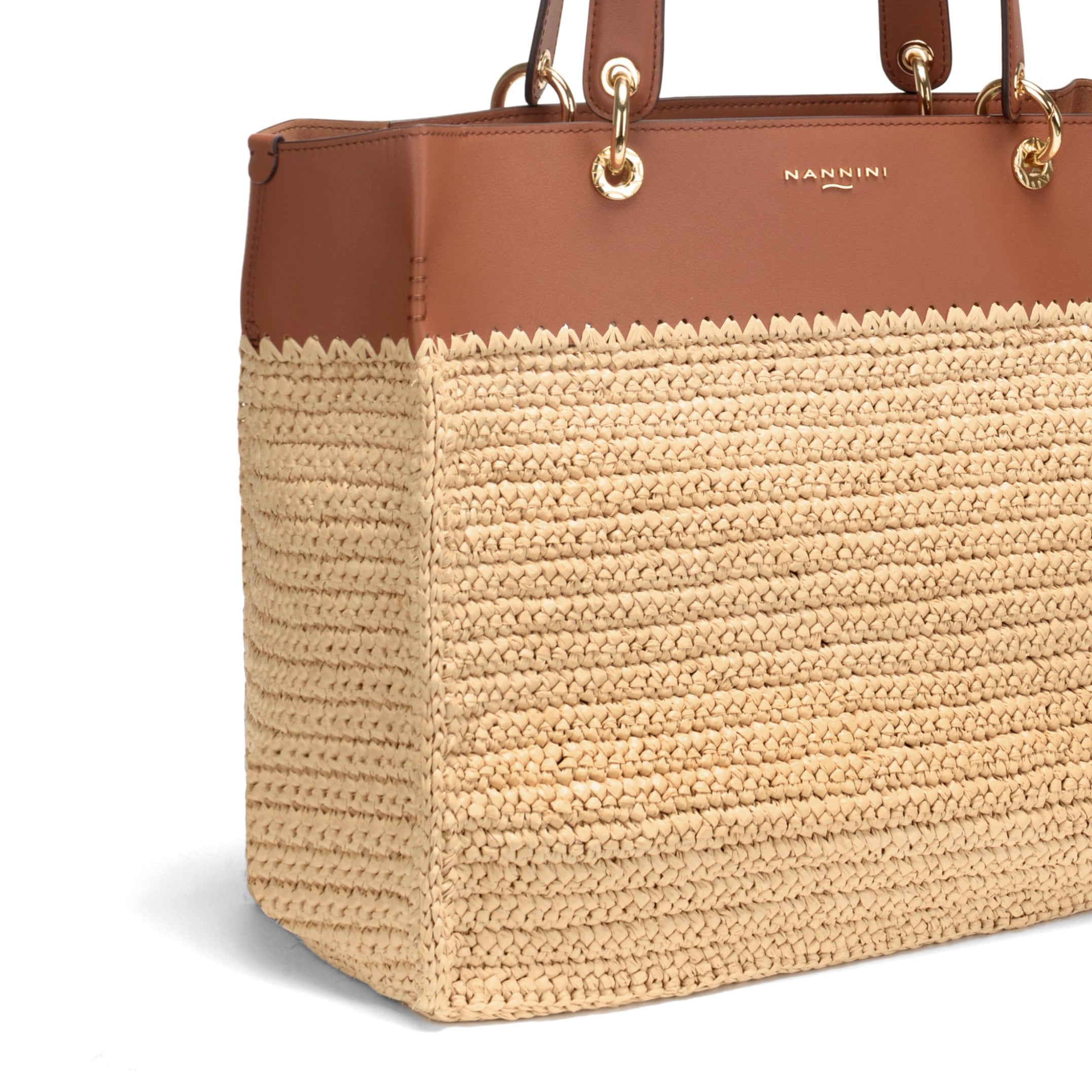 NANNINI borsa spalla martellata naturale cuoio donna made