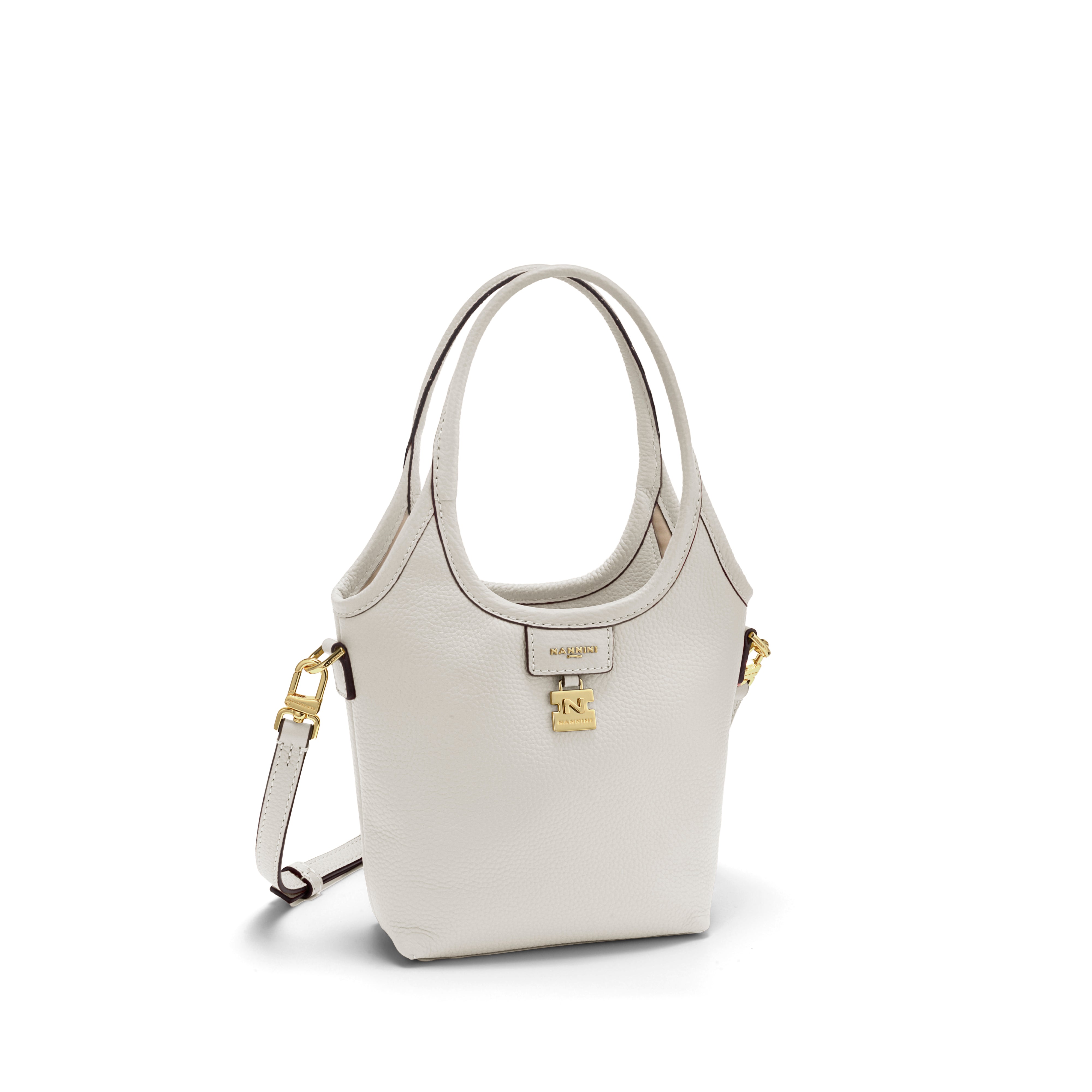 NANNINI borsa spalla donna pelle saffiano nera manico catena