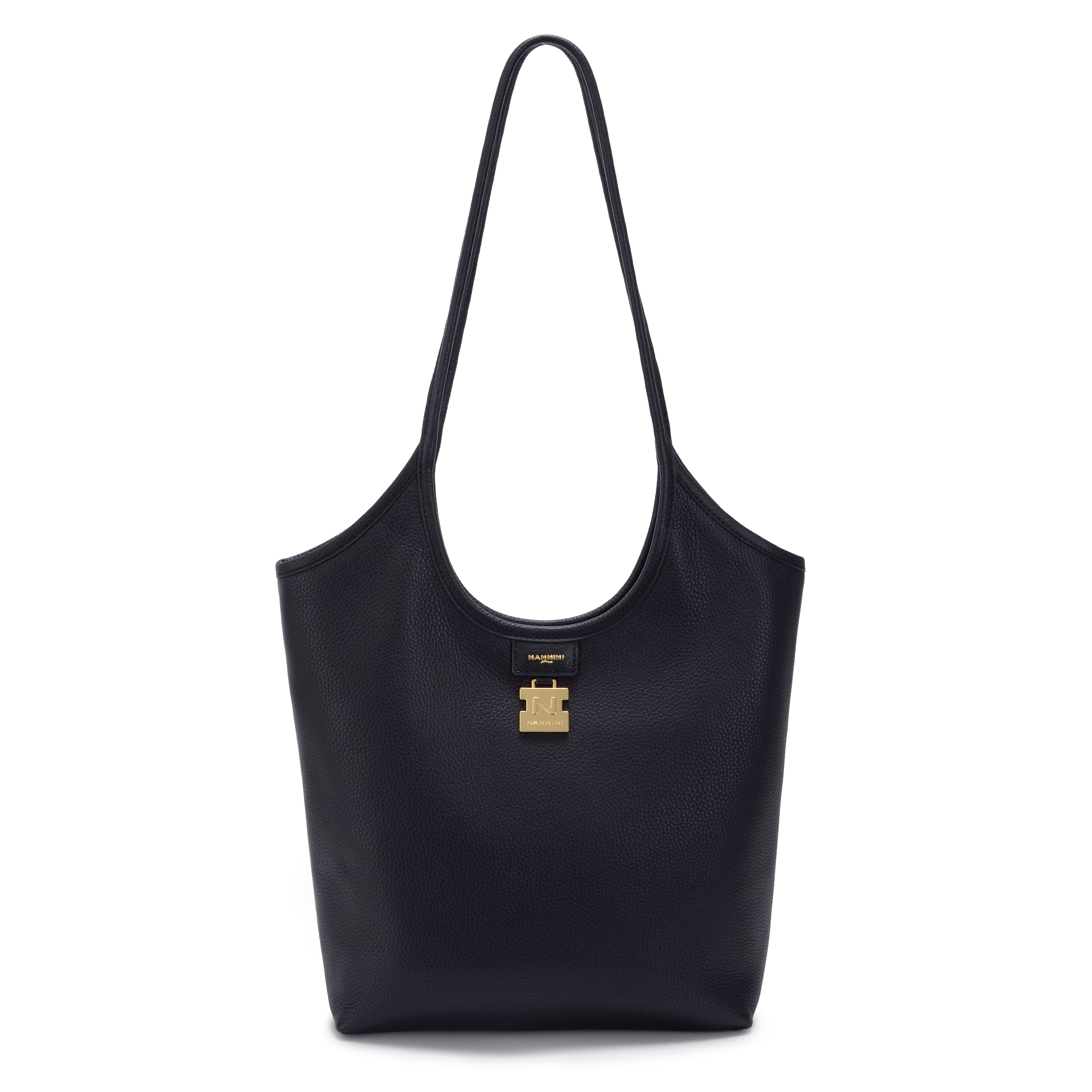 NANNINI borsa spalla martellata bottalata manici tracolla blu