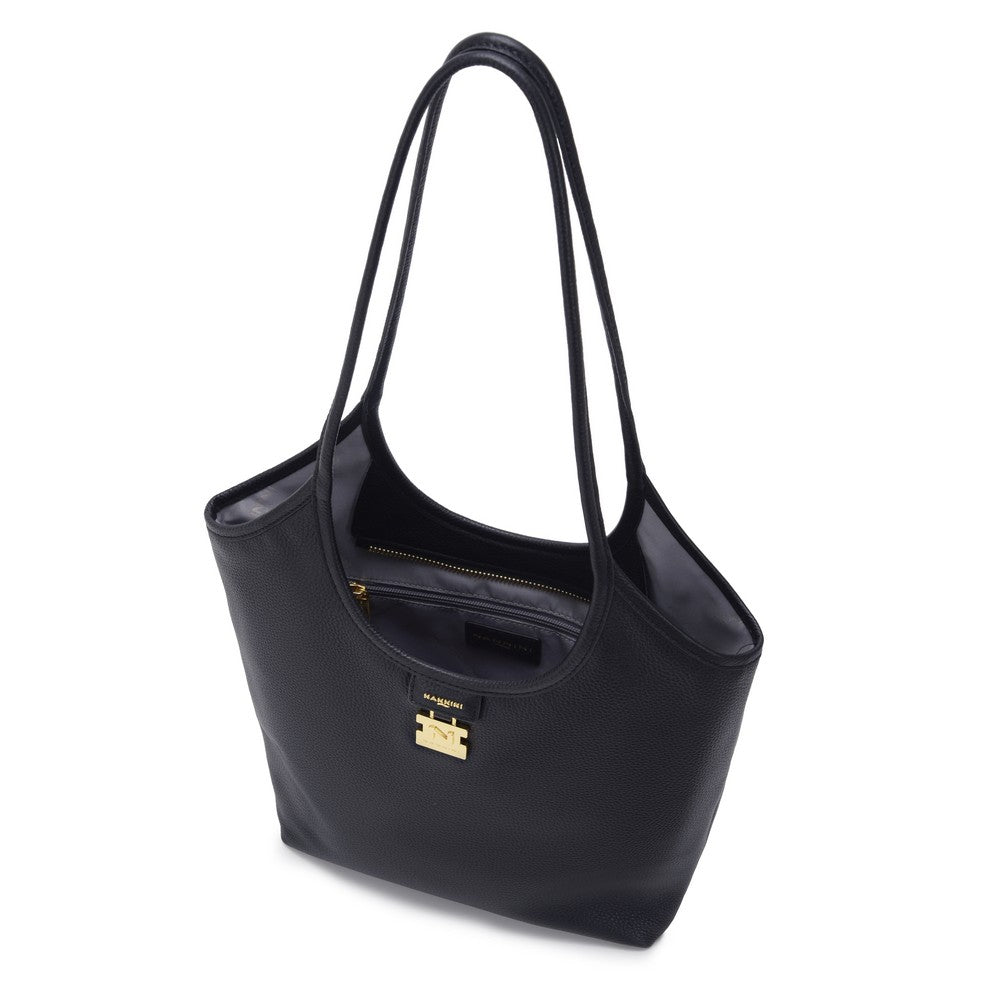 NANNINI bauletto donna pelle saffiano blu cobalto due manici