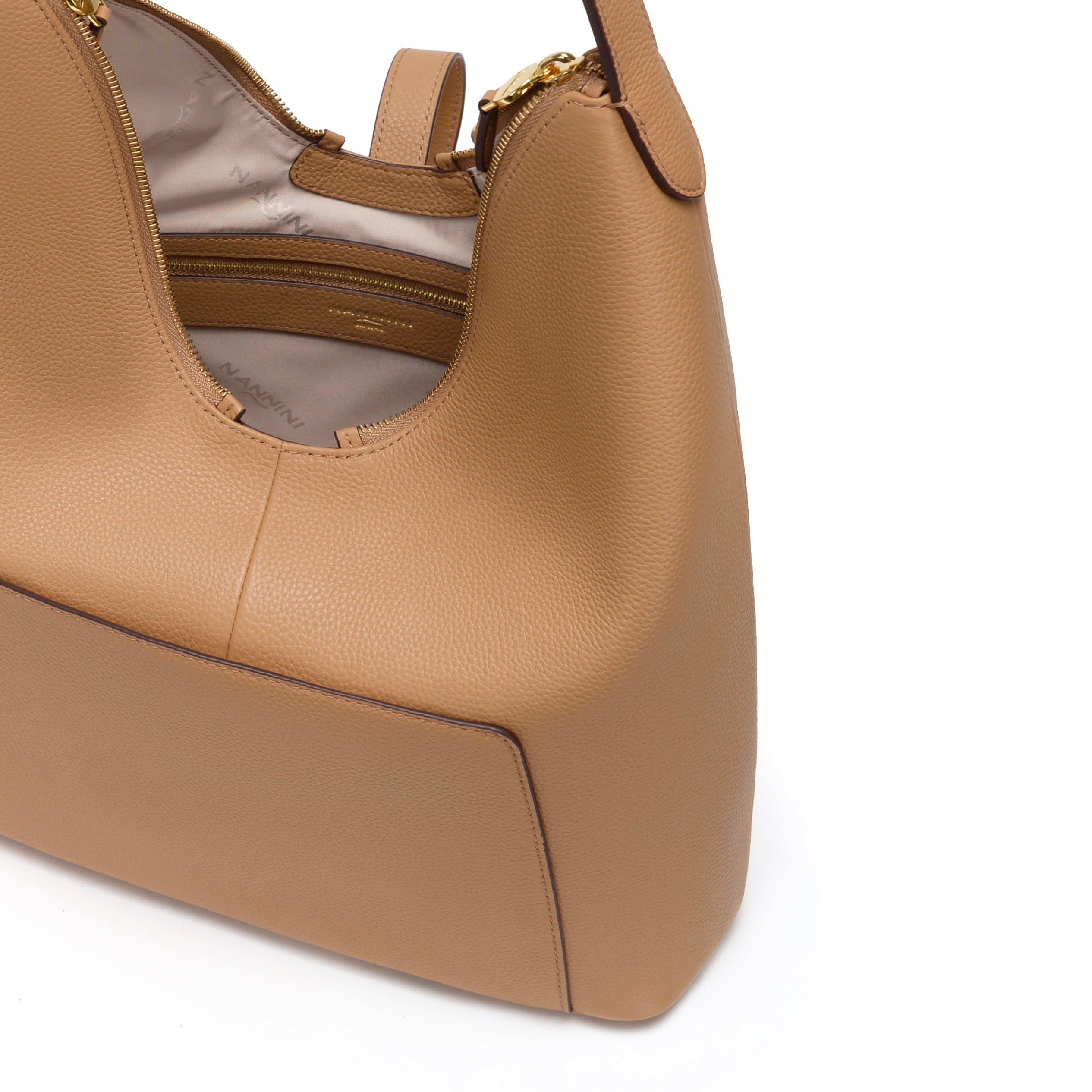 NANNINI bauletto pelle martellata camel tracolla donna media