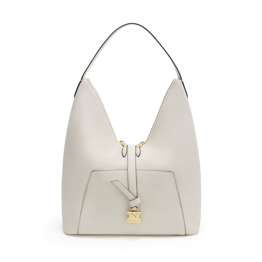 NANNINI borsa secchiello pelle liscia bianca tracolla piccola
