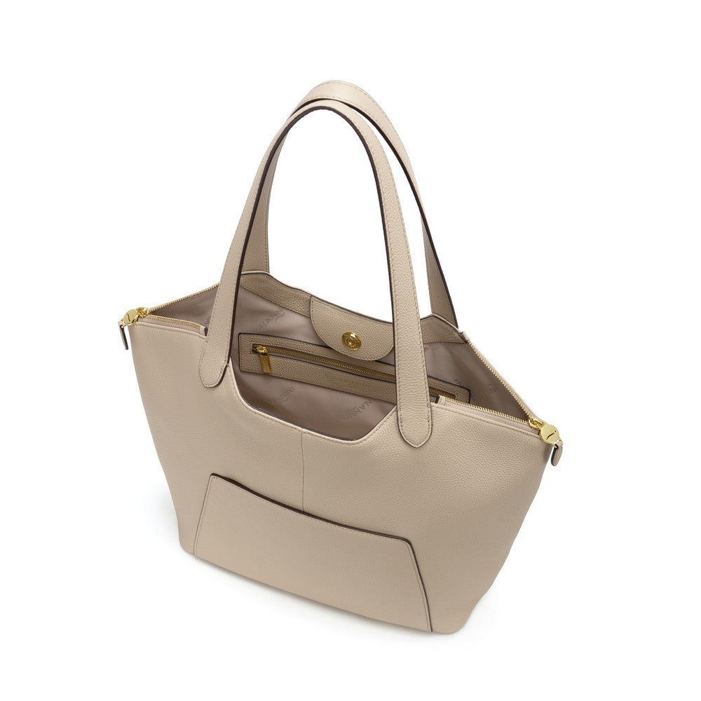 NANNINI borsa spalla donna beige pelle martellata classica casual