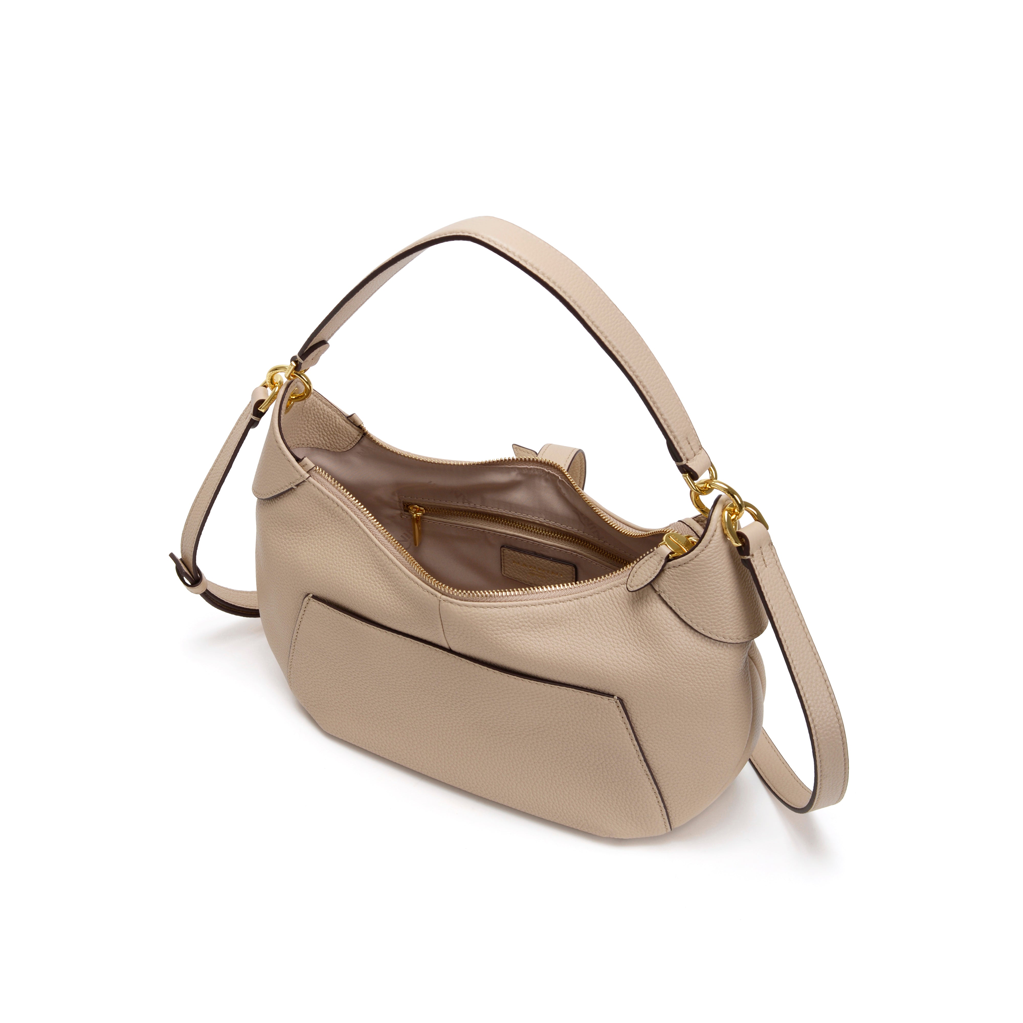 NANNINI borsa spalla donna pelle martellata beige tracolla regolabile