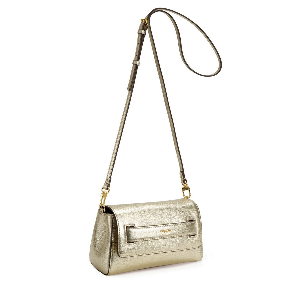 NANNINI borsa spalla donna pelle martellata oro