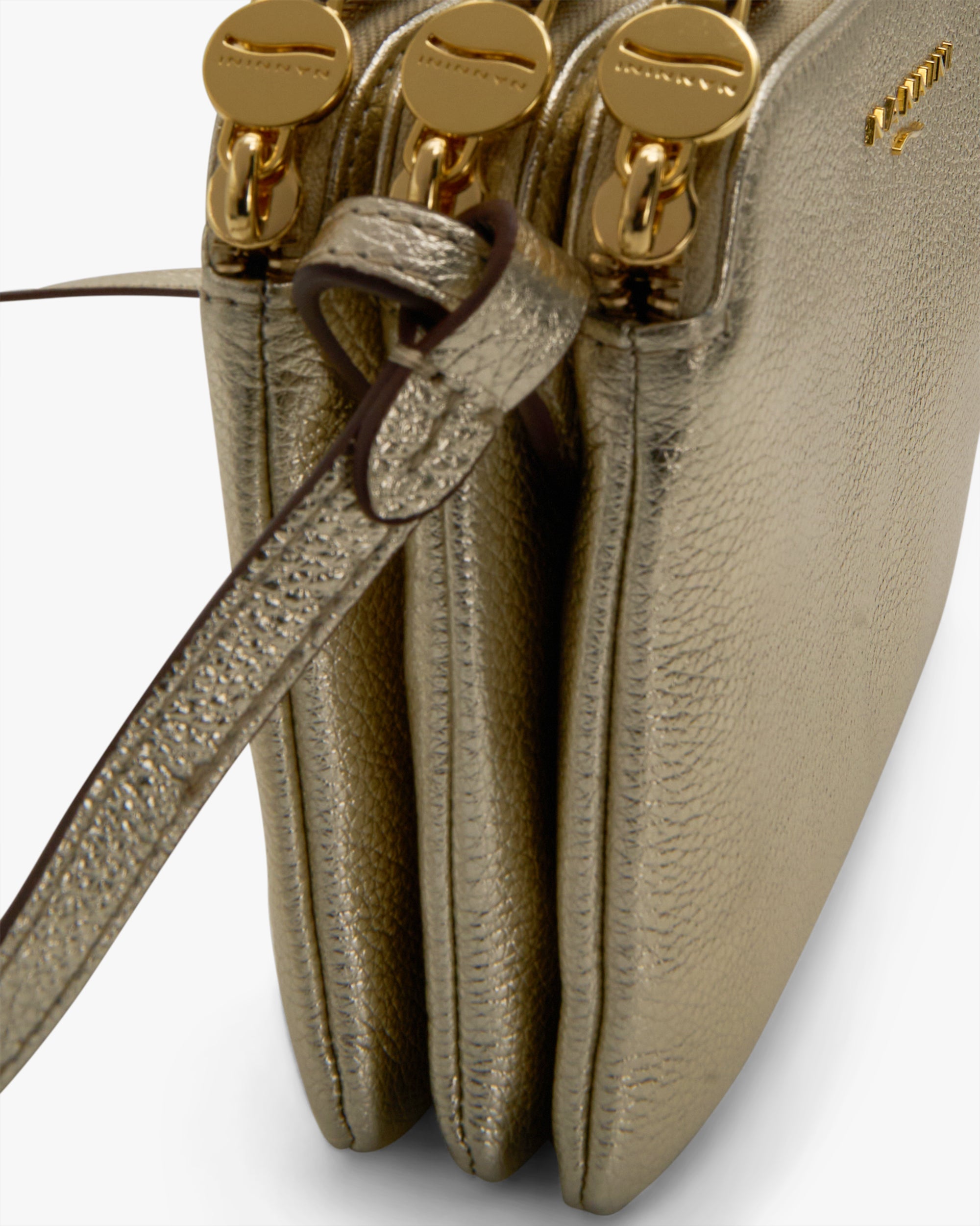 NANNINI borsa spalla donna pelle martellata nera oro