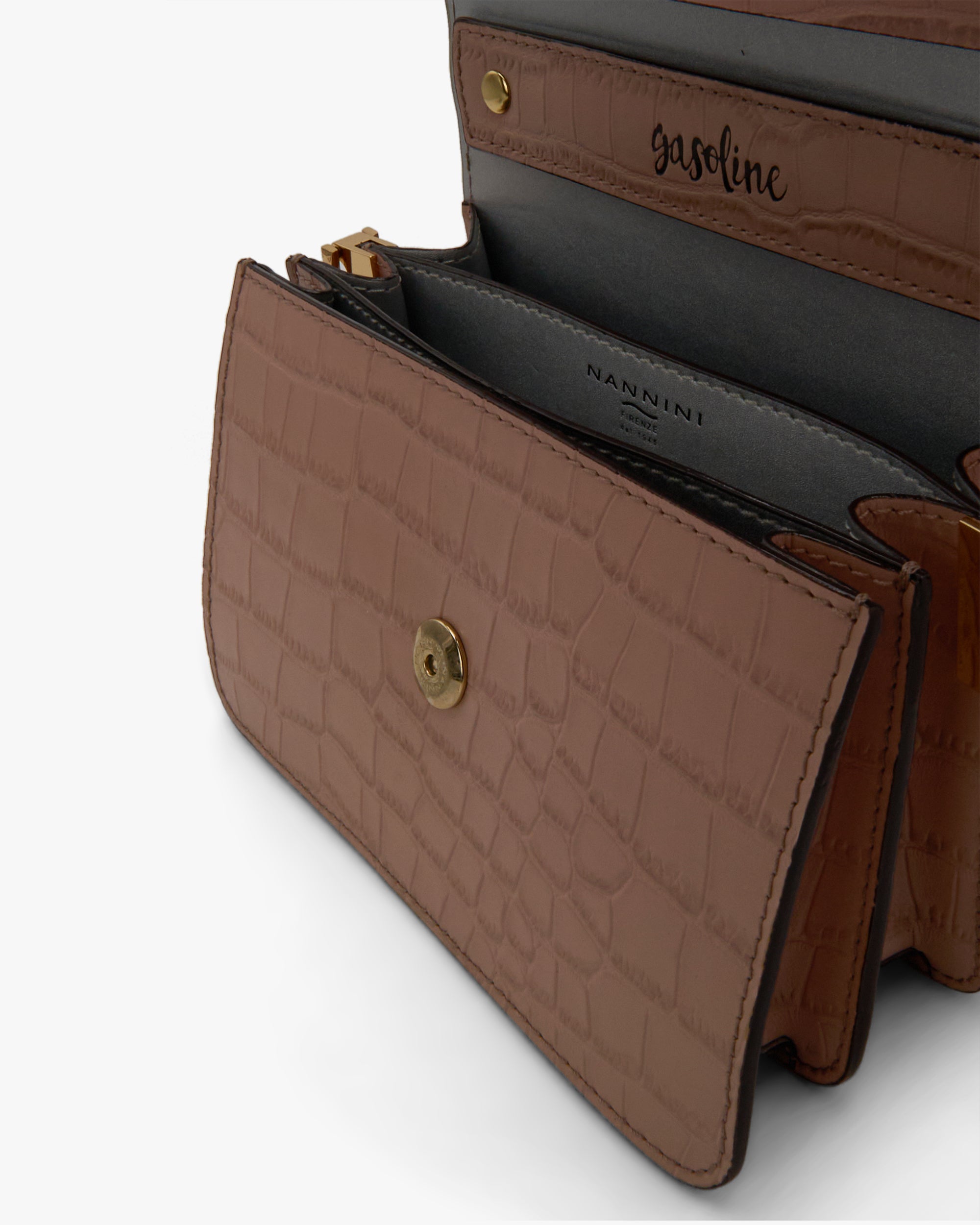 NANNINI borsa bauletto pelle martellata panna manici rigidi