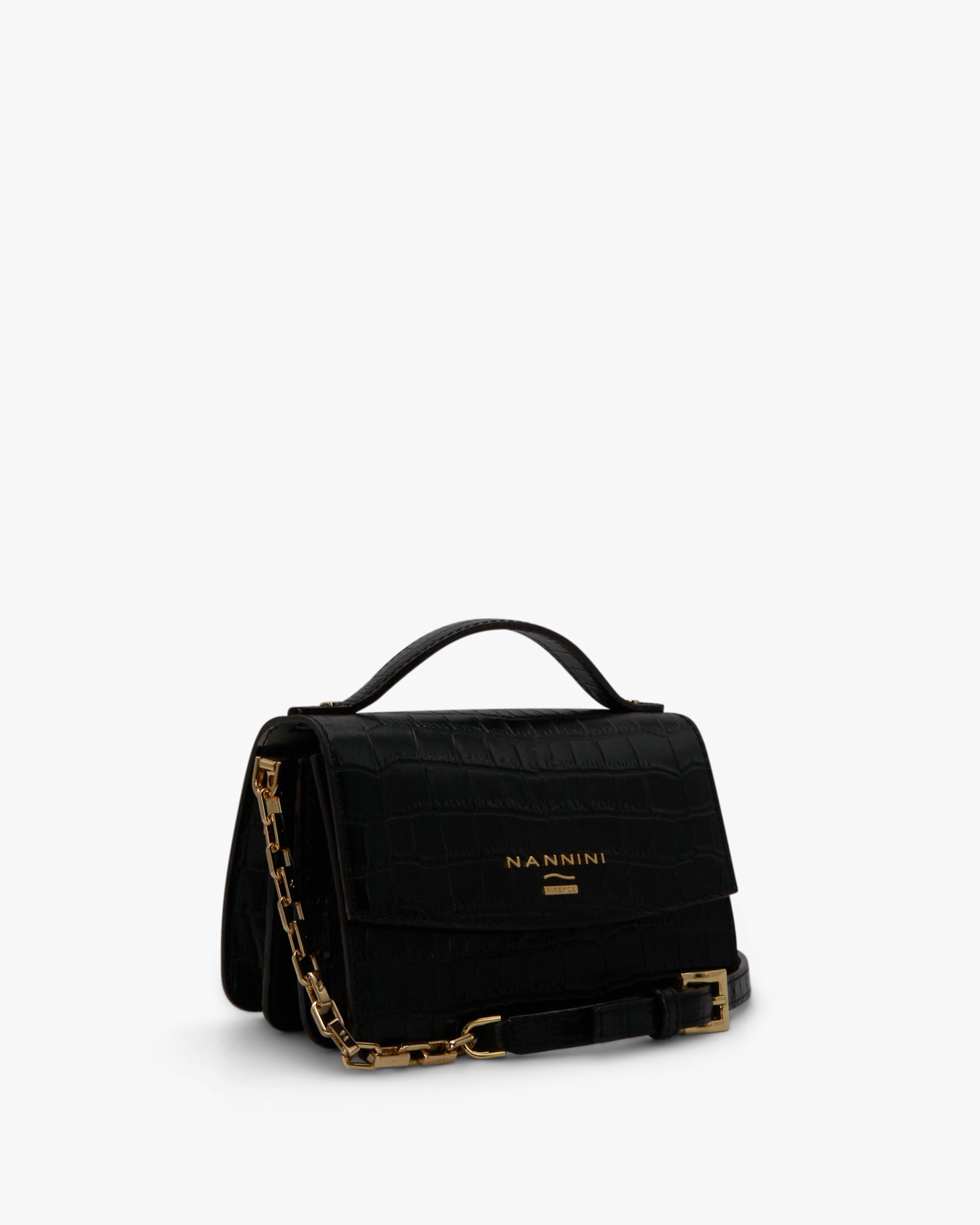 NANNINI borsa mano piccola pelle liscia panna zip