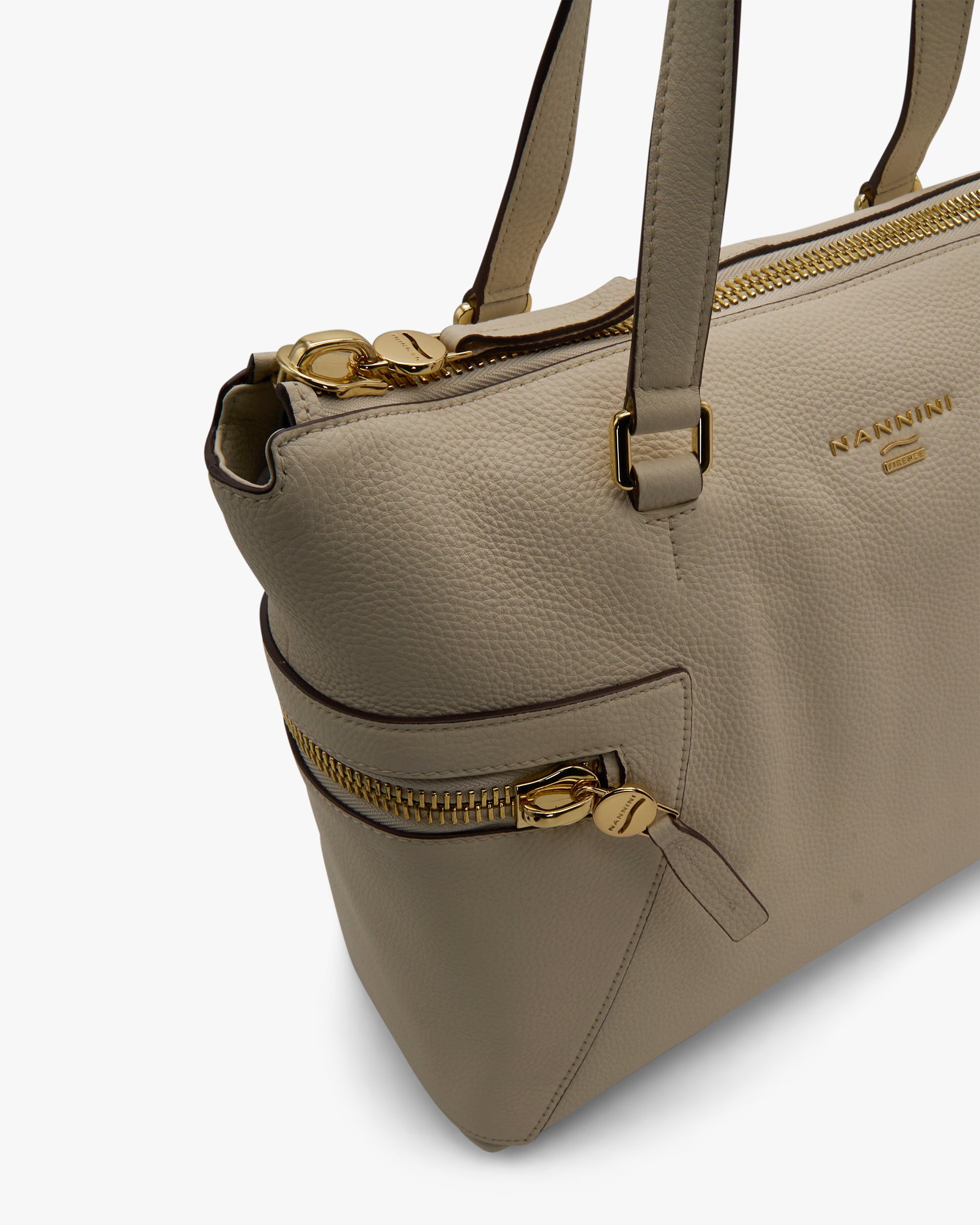 NANNINI sacca hobo grande pelle martellata marrone scuro