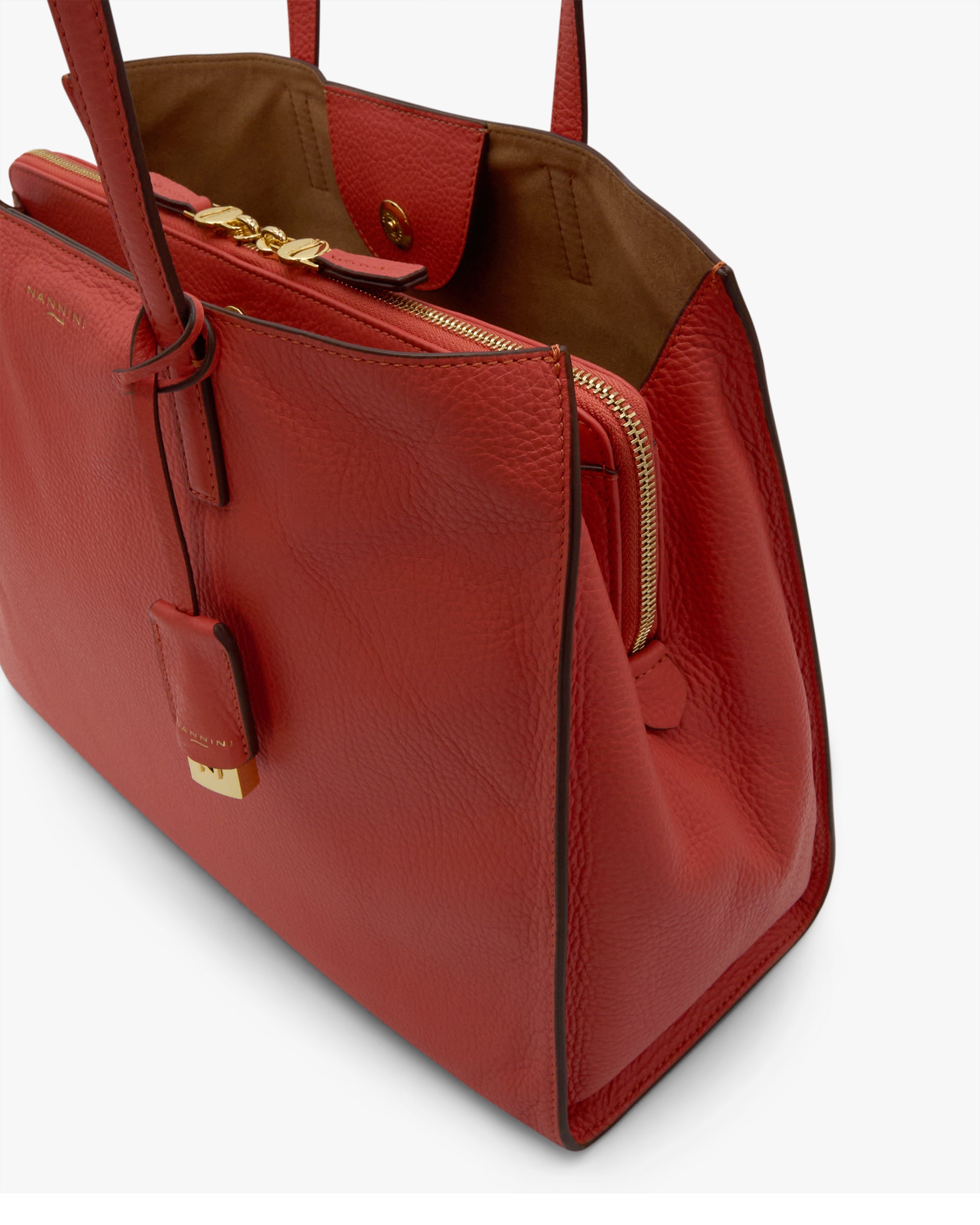 NANNINI Borsa a mano pelle martellata verde scuro donna
