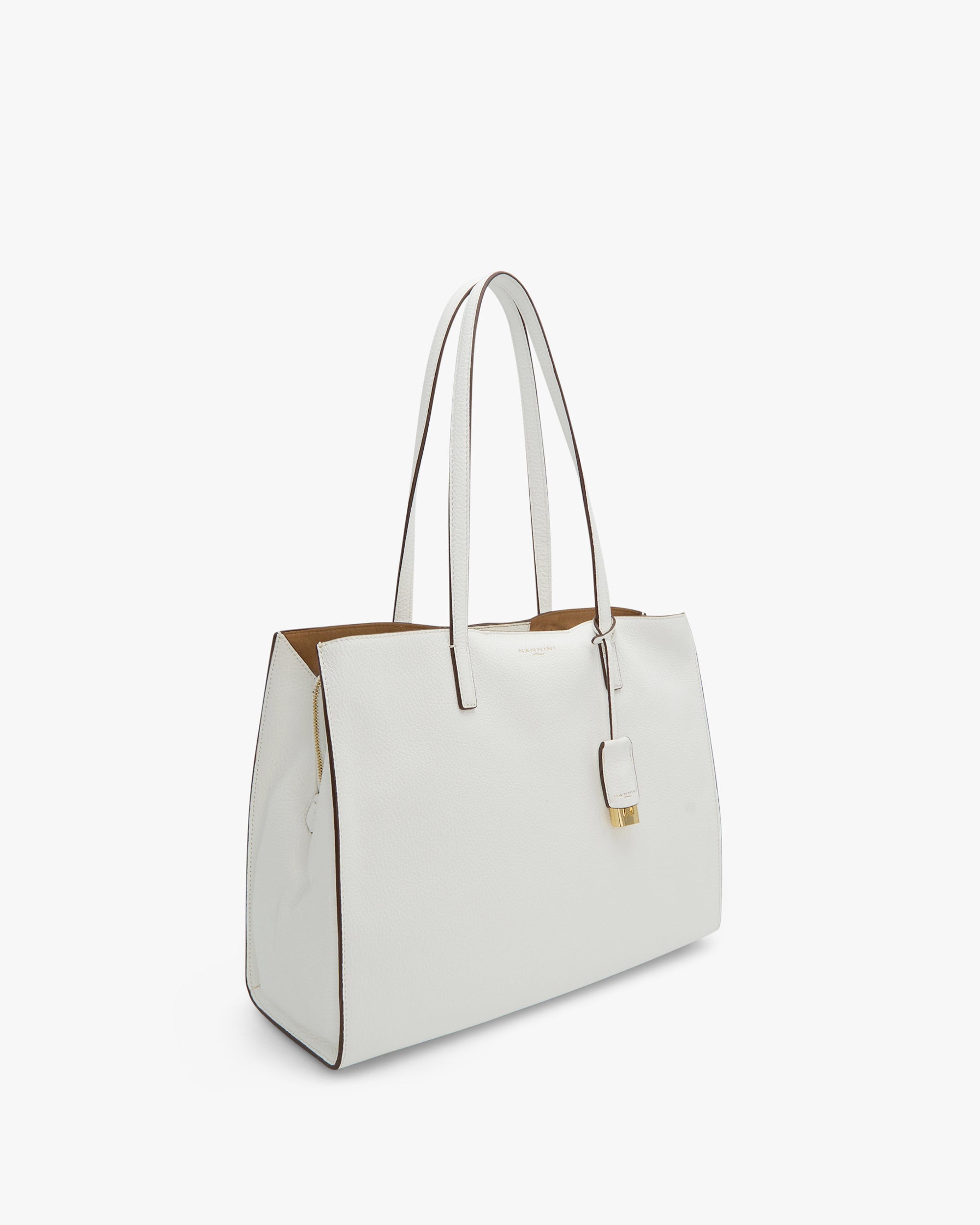 NANNINI borsa spalla donna pelle martellata nera chiusura logo