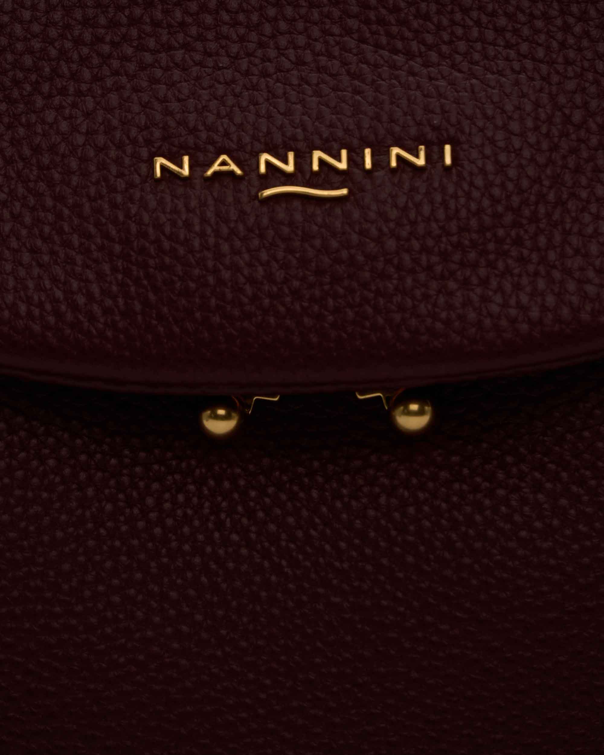 NANNINI Borsa Shopper Ecopelle Martellata Marrone Doppi Manici