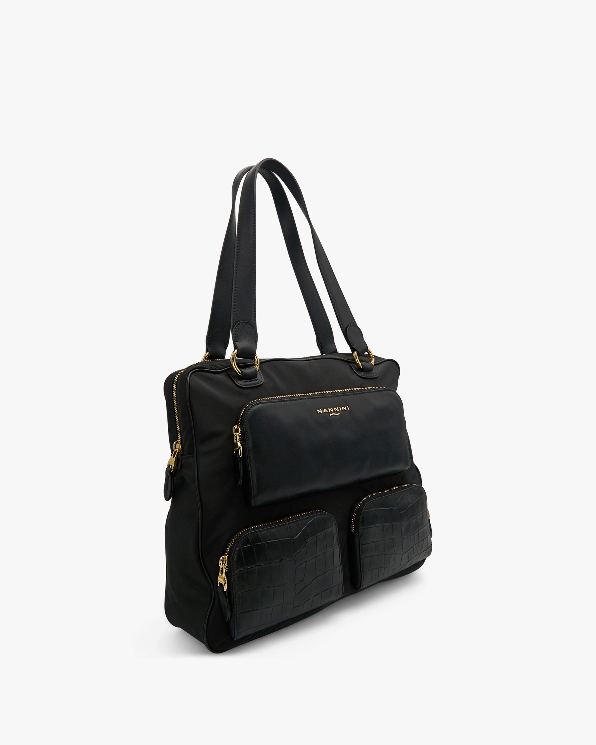 NANNINI borsa pelle trapuntata piccola bianca tracolla metallo