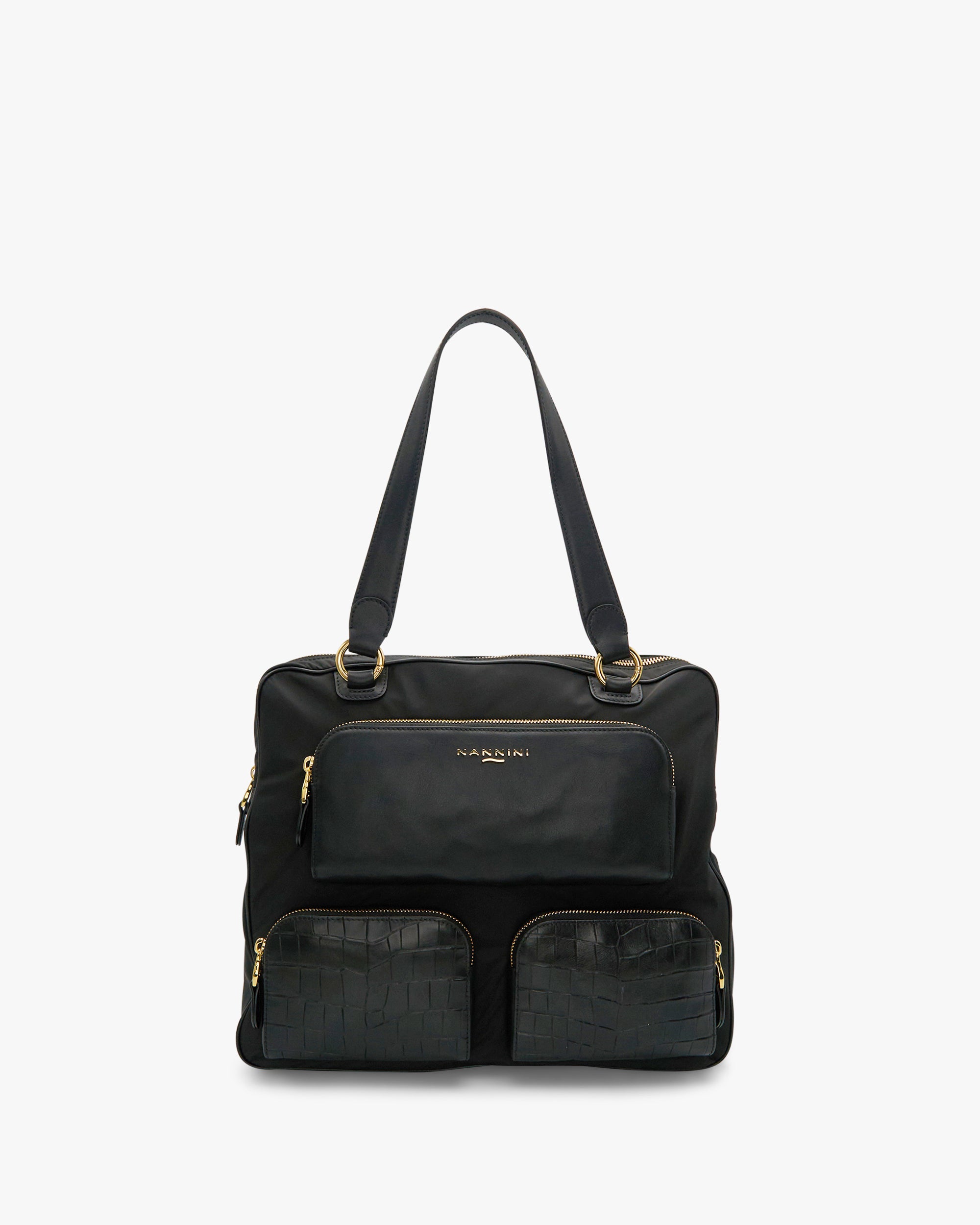 NANNINI borsa secchiello pelle martellata tracolla beige