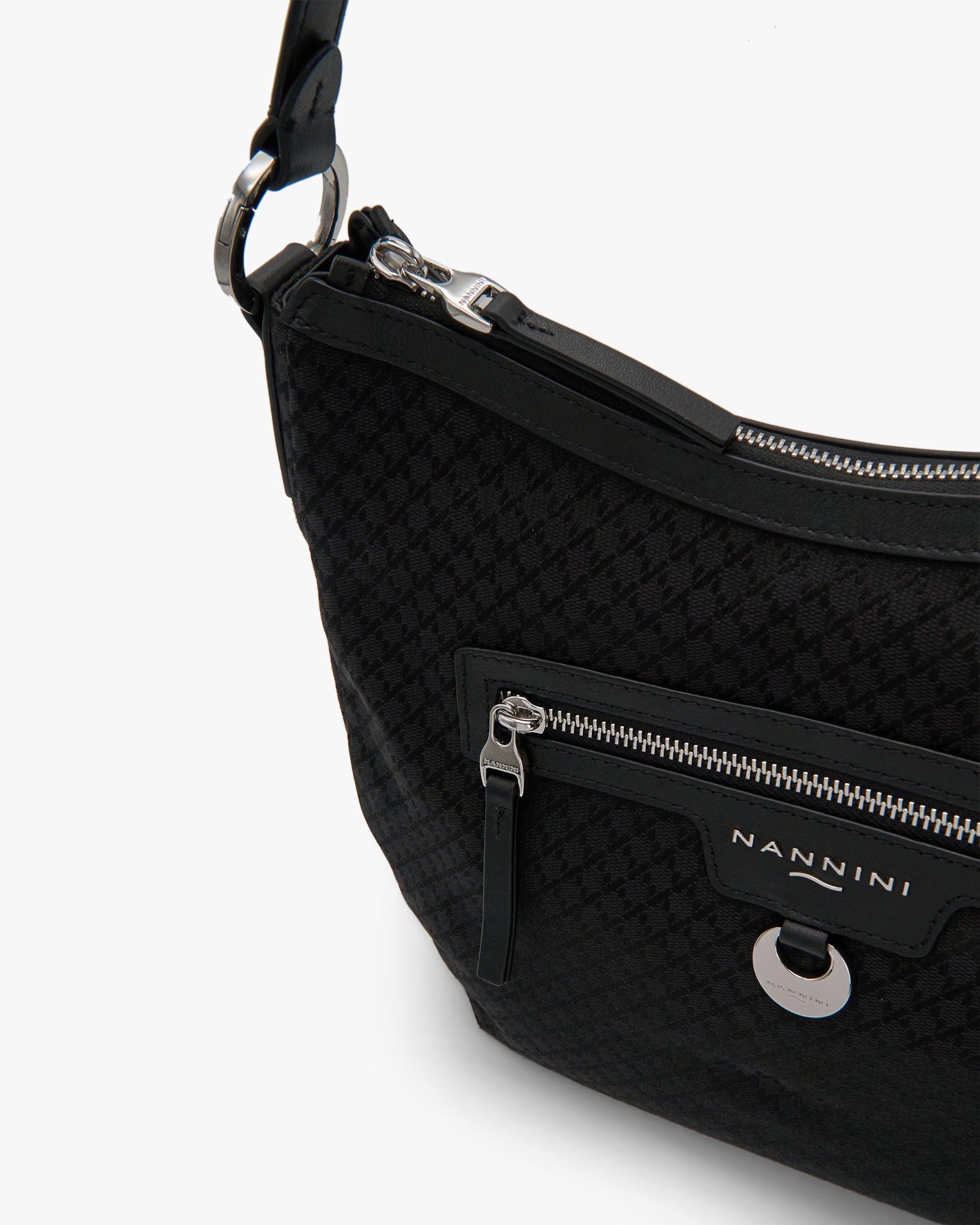 NANNINI borsa spalla martellata verde chiaro chiusura metallo