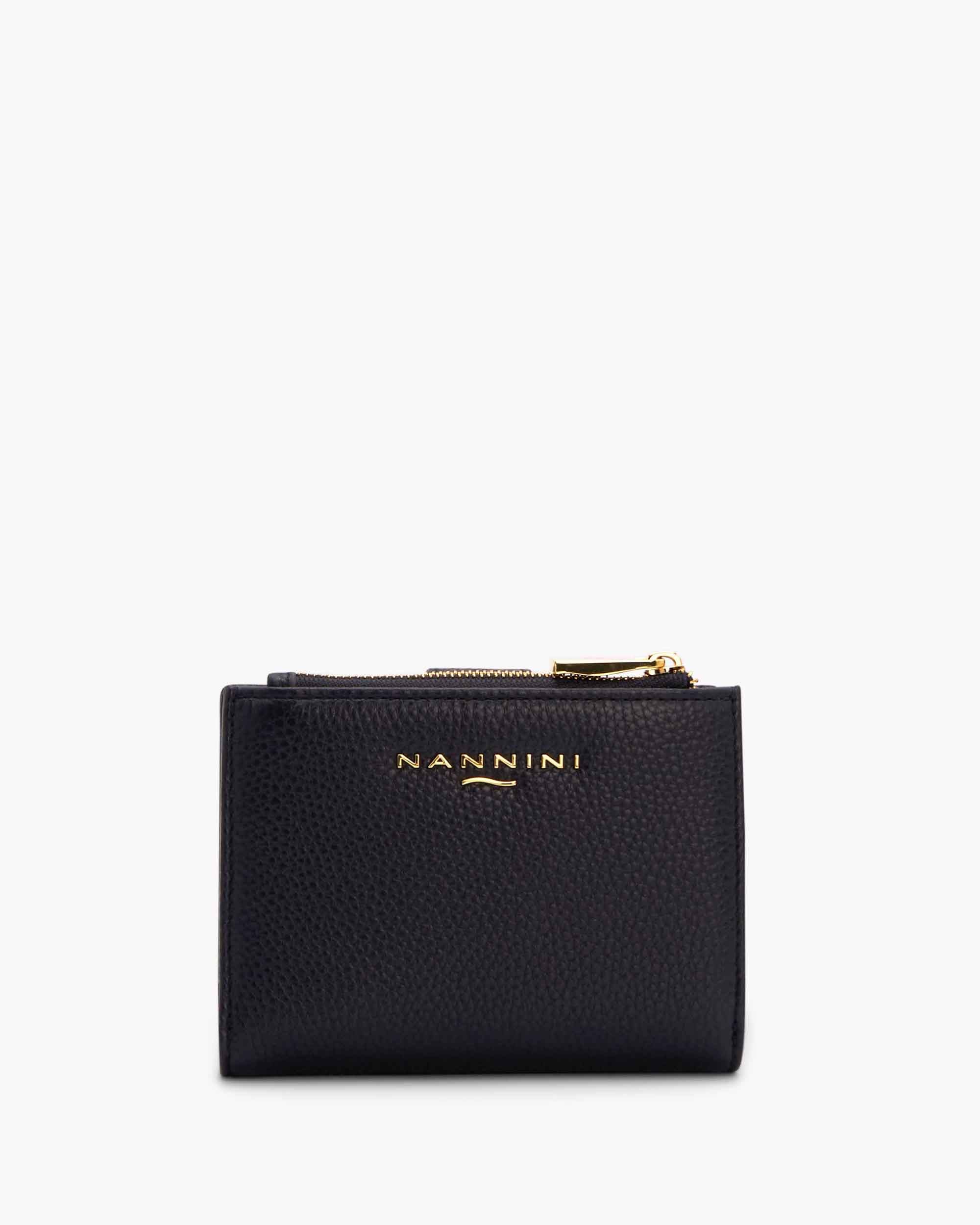 NANNINI borsa spalla donna pelle martellata nera borchie