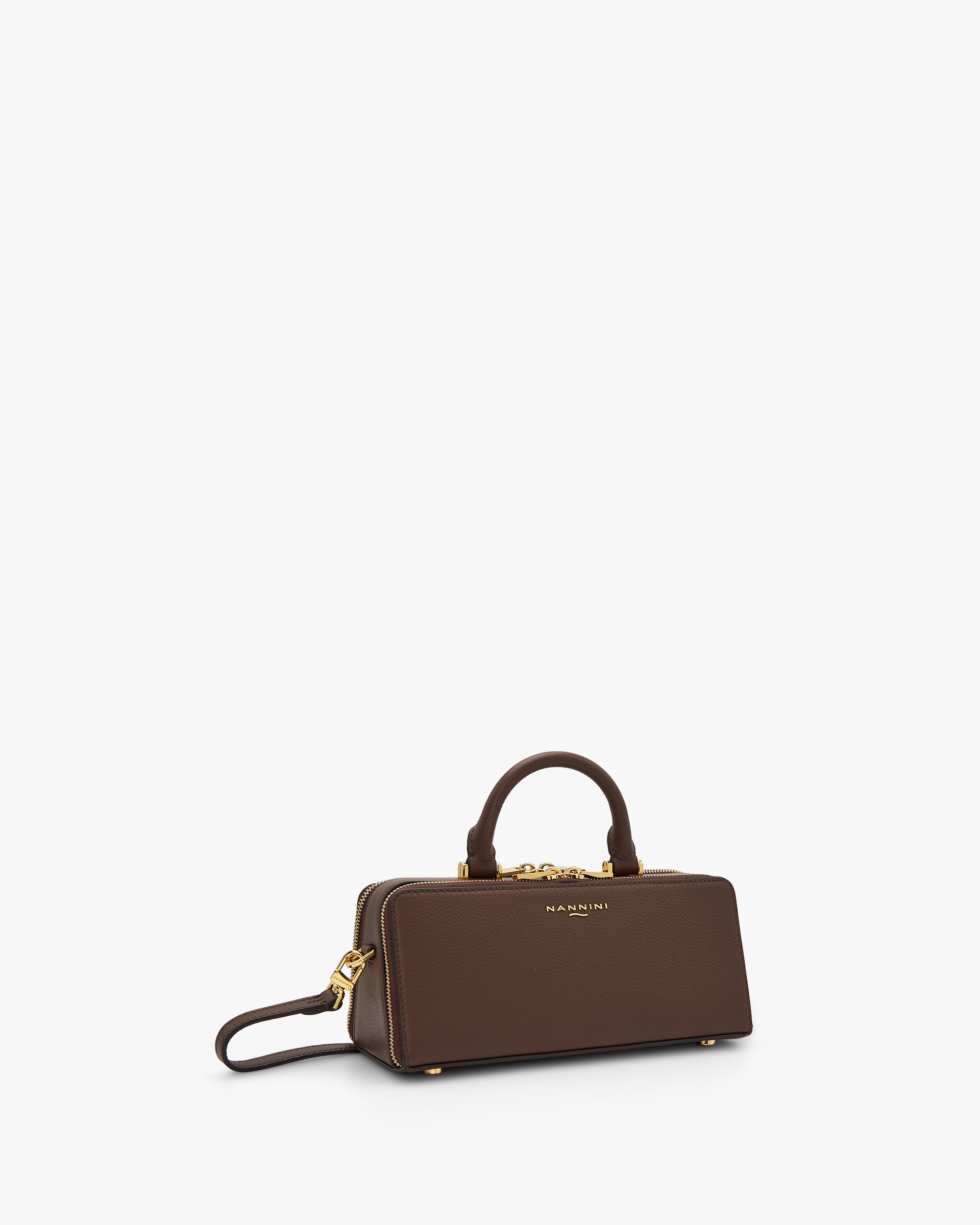 NANNINI borsa pelle martellata tracolla chiusura zip bianca