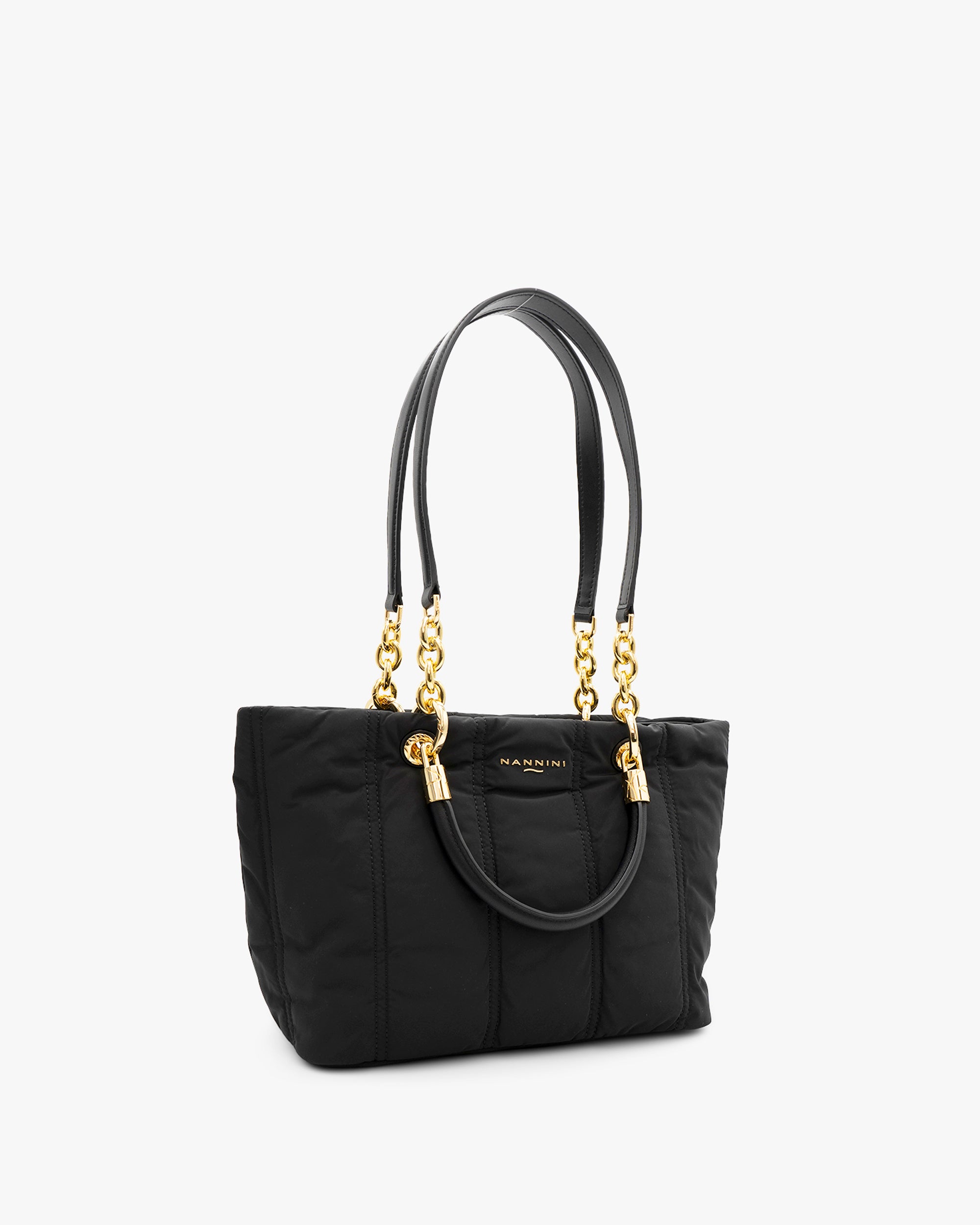 NANNINI borsa spalla donna pelle nero borchie grandi