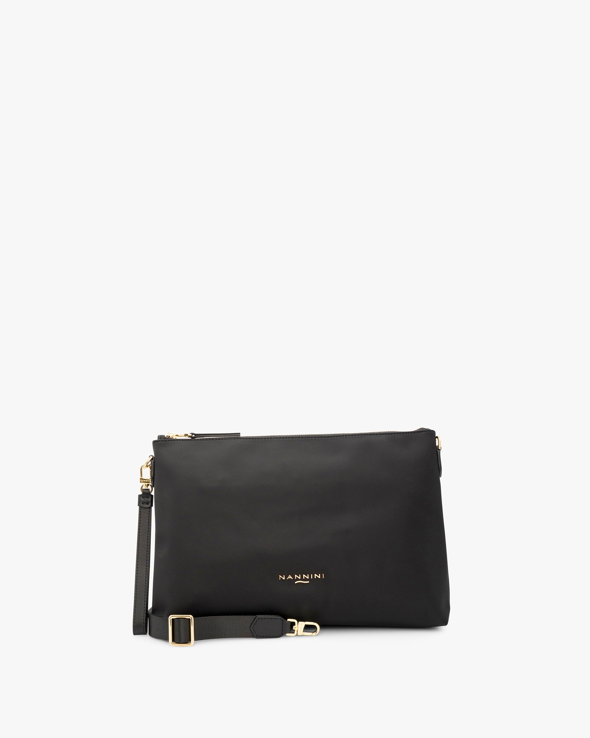 NANNINI tracolla stampa logo beige rifiniture pelle marrone