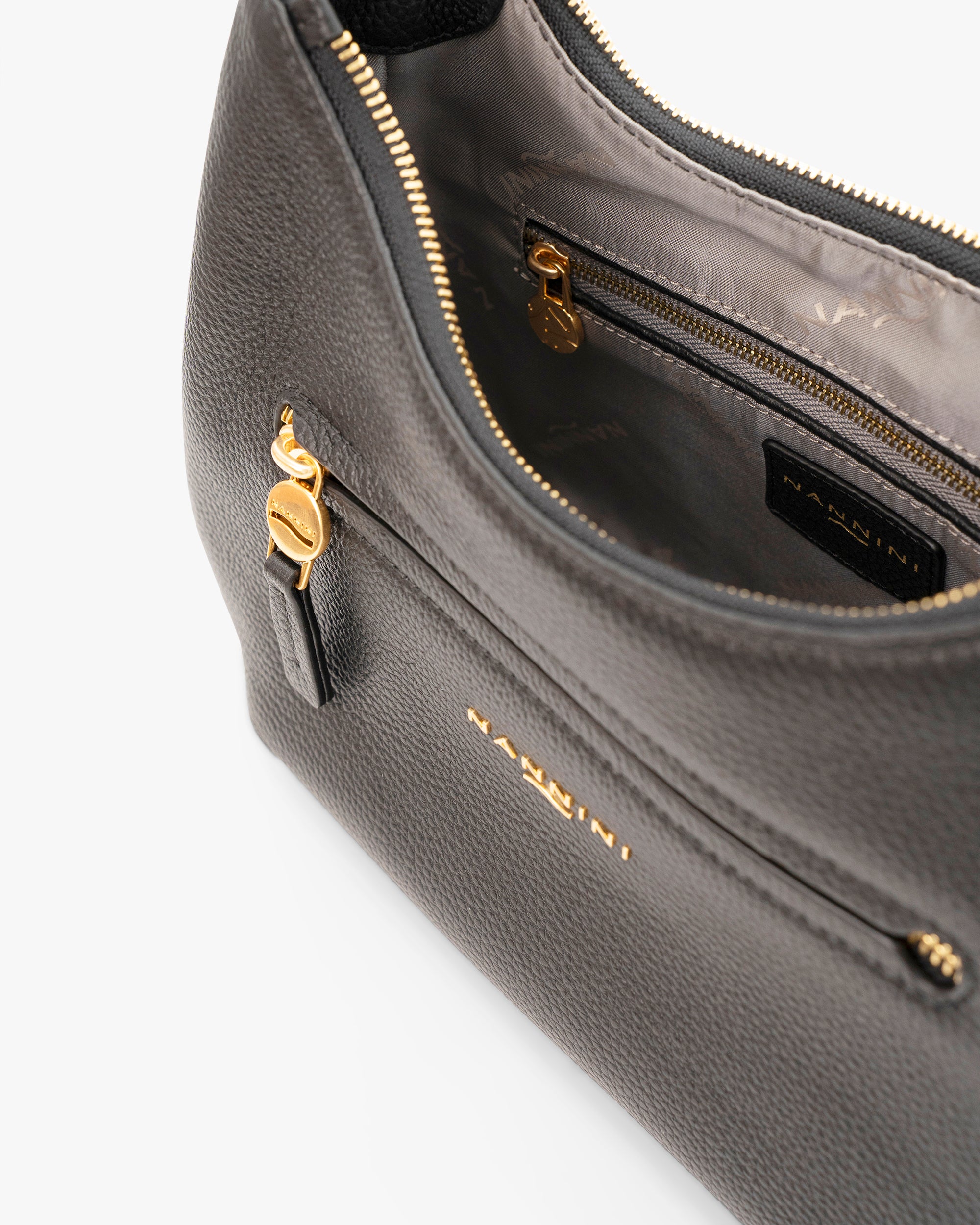 NANNINI bauletto pelle intrecciata marrone manici tracolla borsa