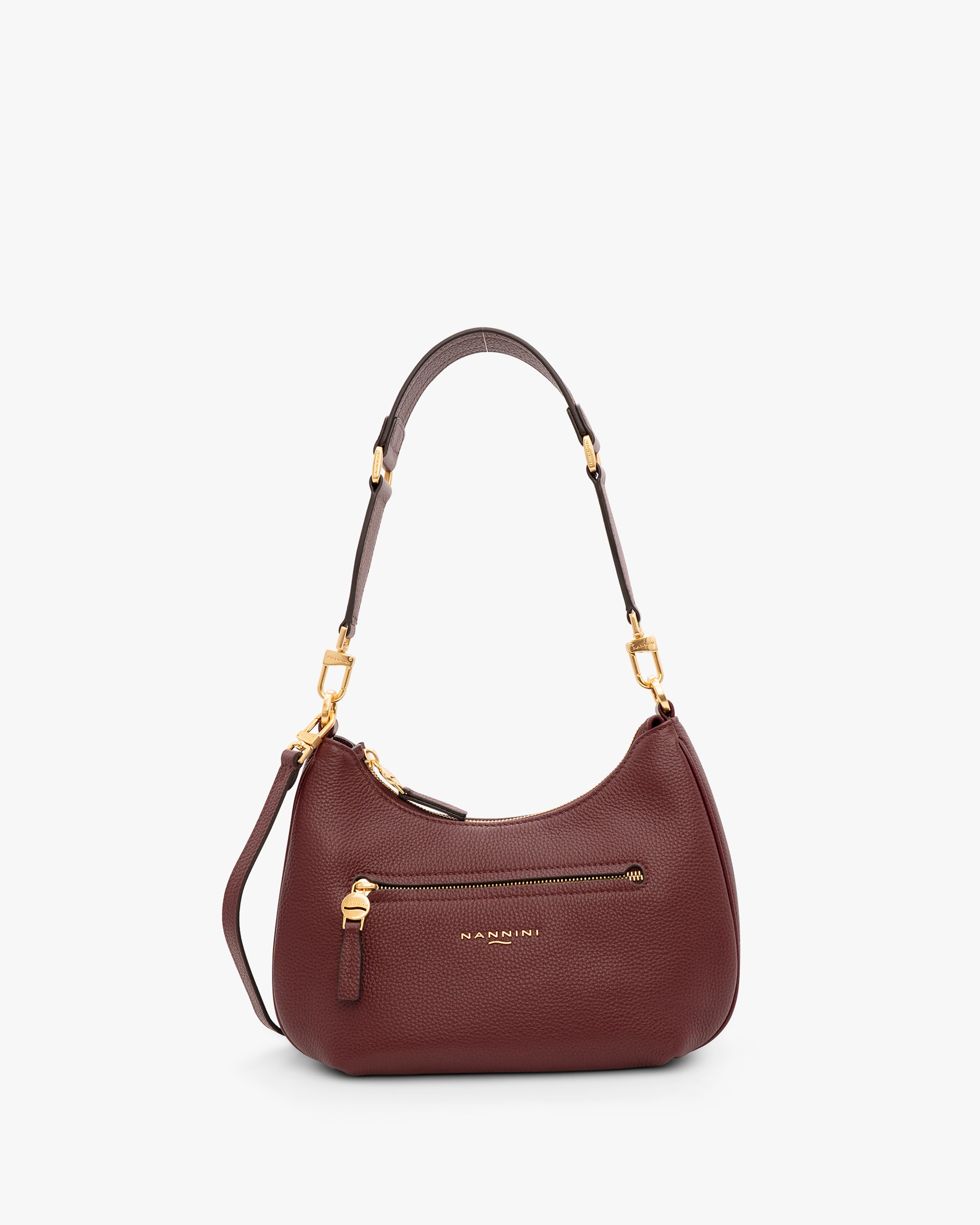 NANNINI borsa spalla donna pelle martellata beige tracolla regolabile