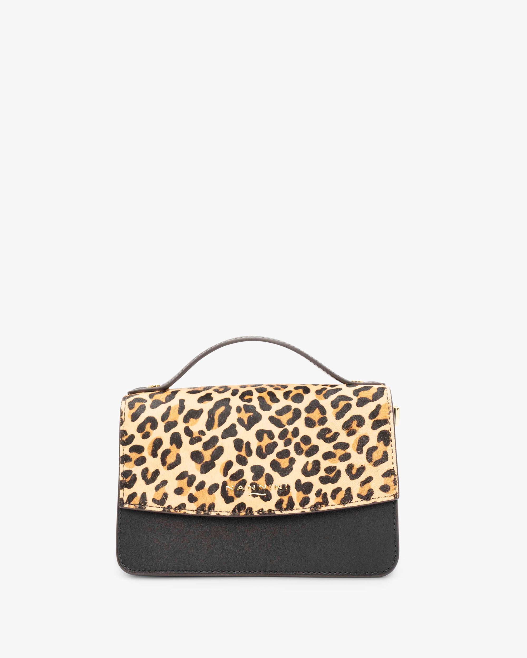 NANNINI borsa secchiello pelle marrone metalleria oro donna