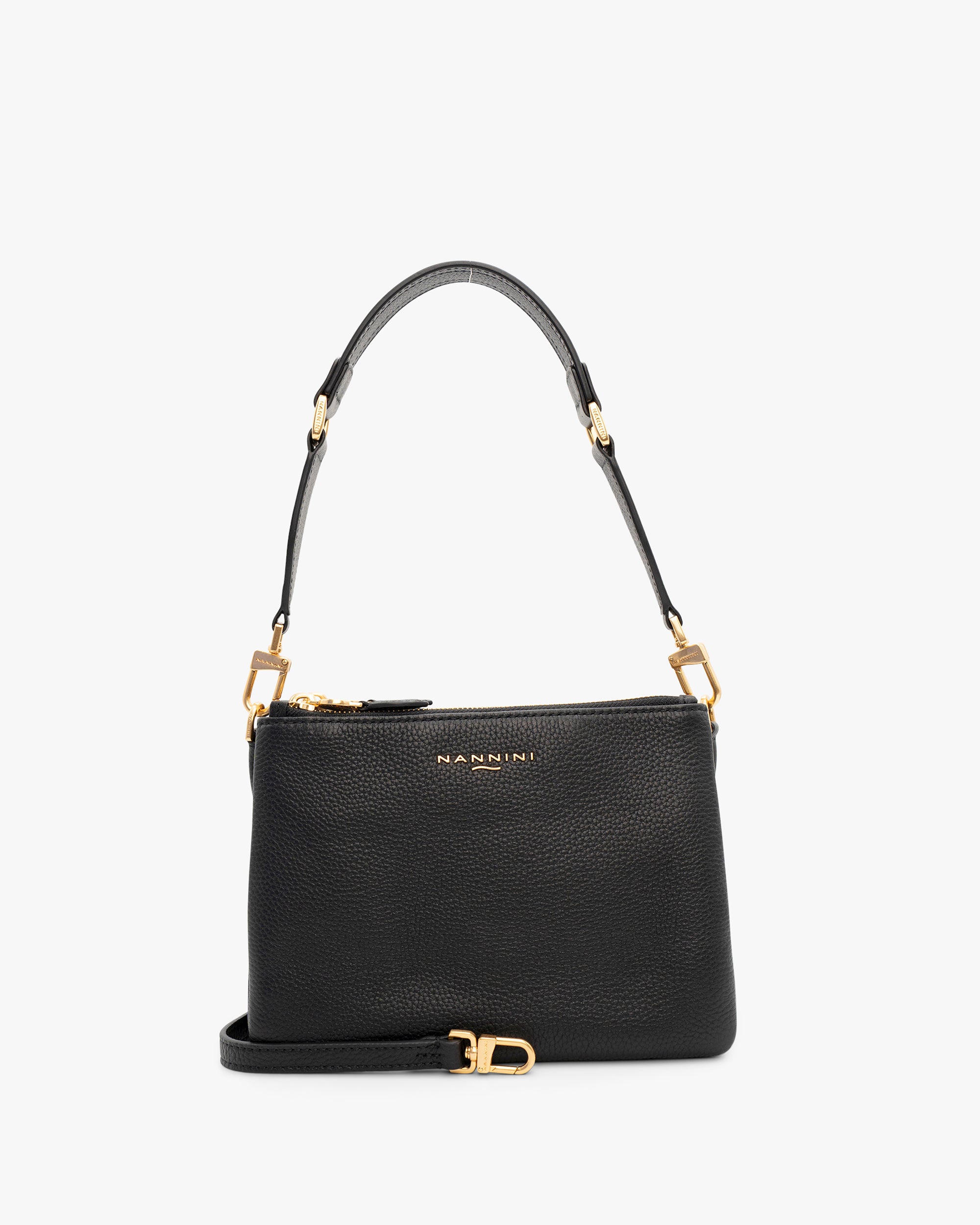 NANNINI borsa secchiello pelle marrone bottalata doppia maniglia spalla