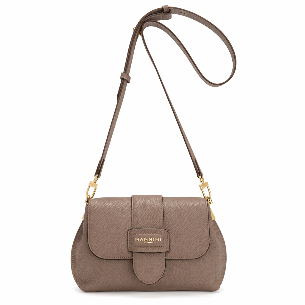 NANNINI borsa tracolla pelle martellata taupe regolabile donna