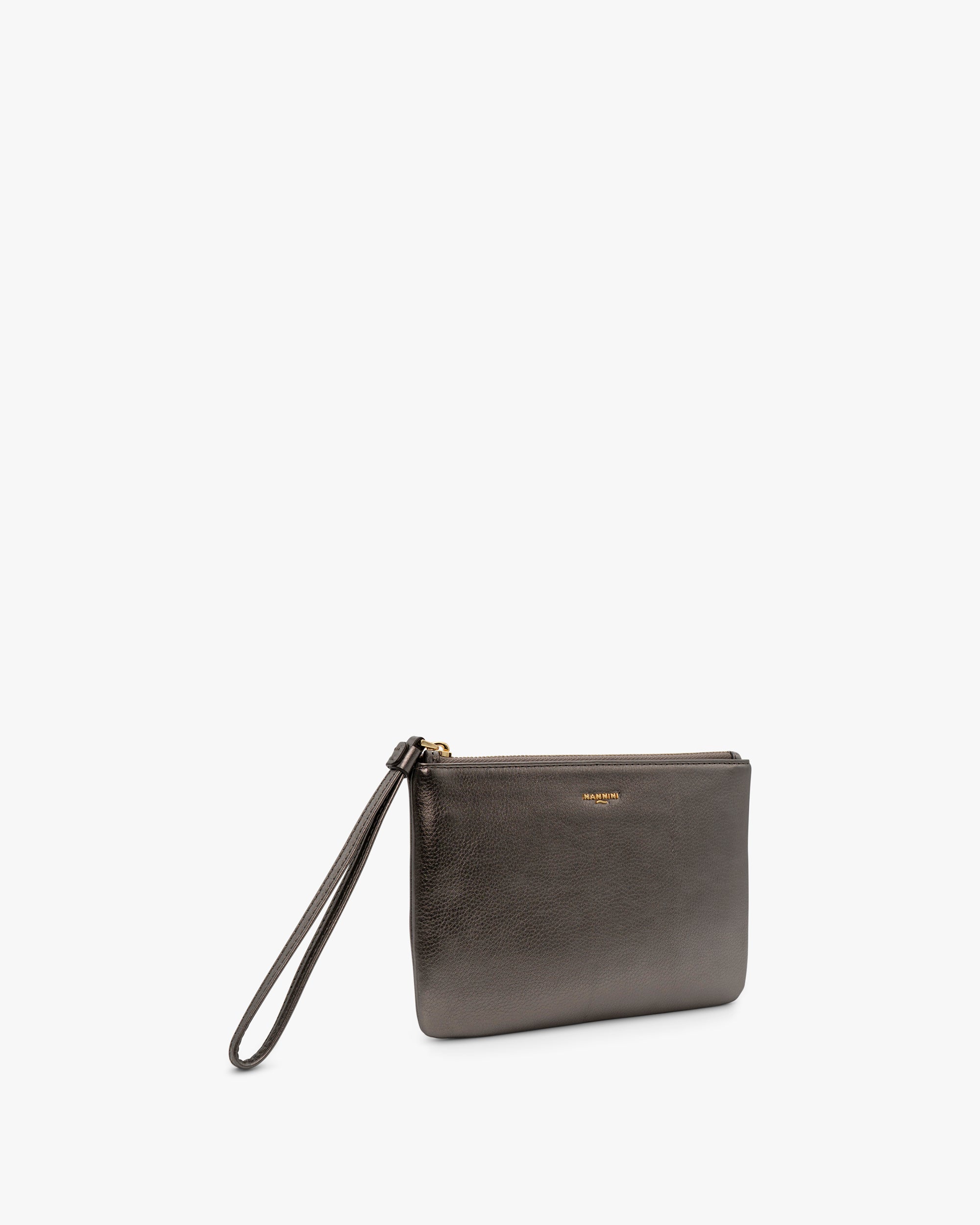 NANNINI borsa bauletto mano pelle martellata bianca tracolla