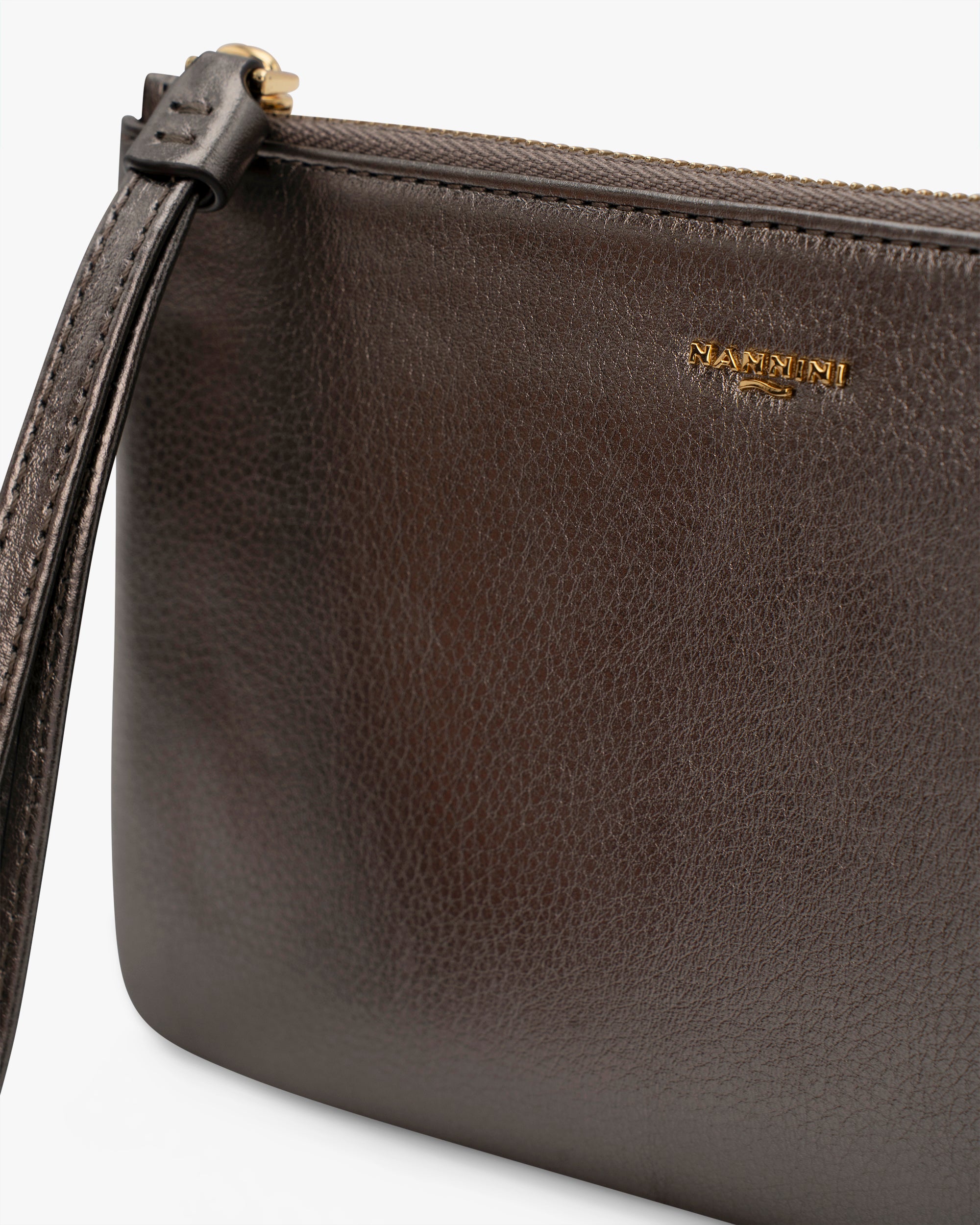 NANNINI shopper borsa mano pelle martellata goffrata beige
