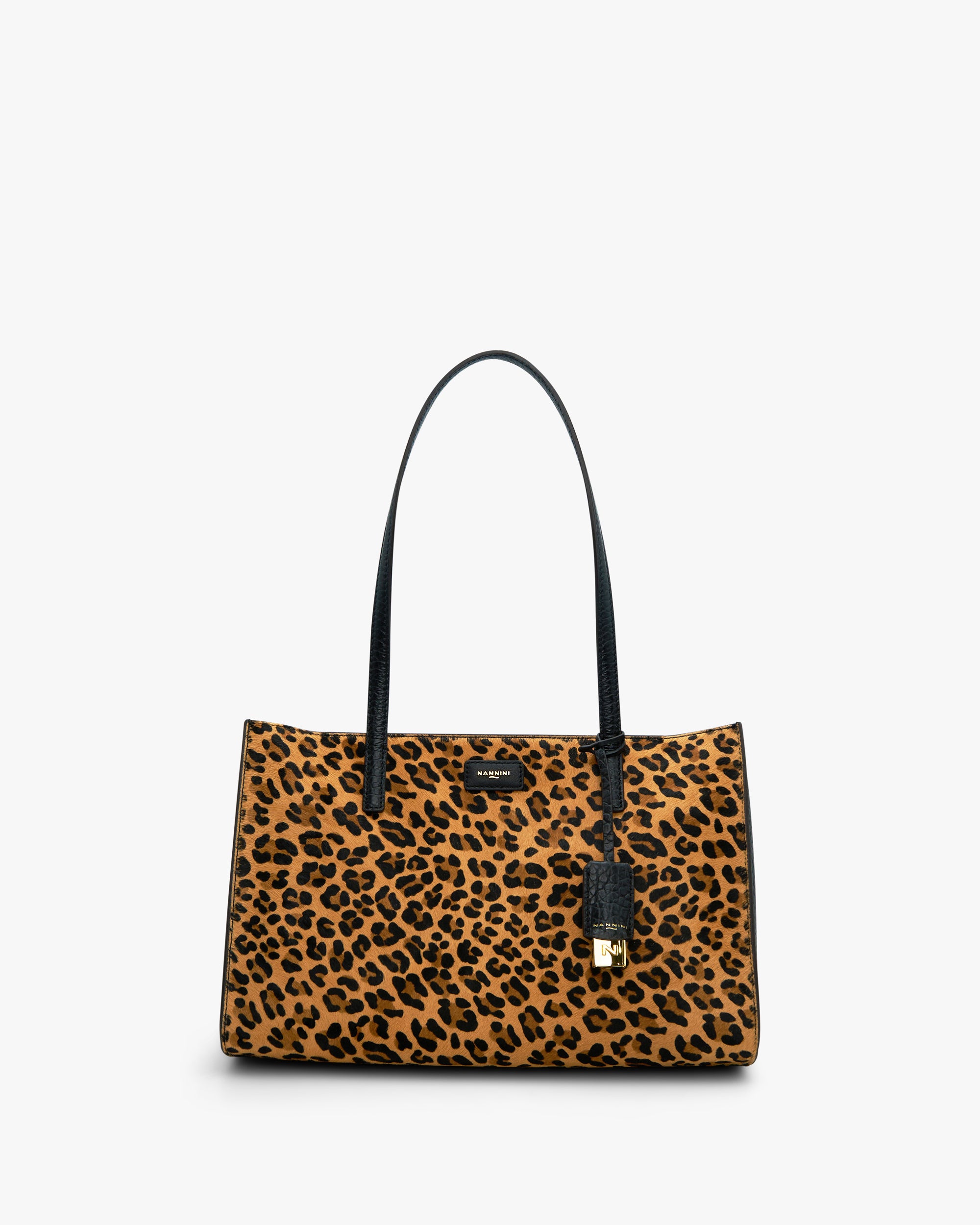 NANNINI bauletto pelle martellata bicolore bianco nero donna