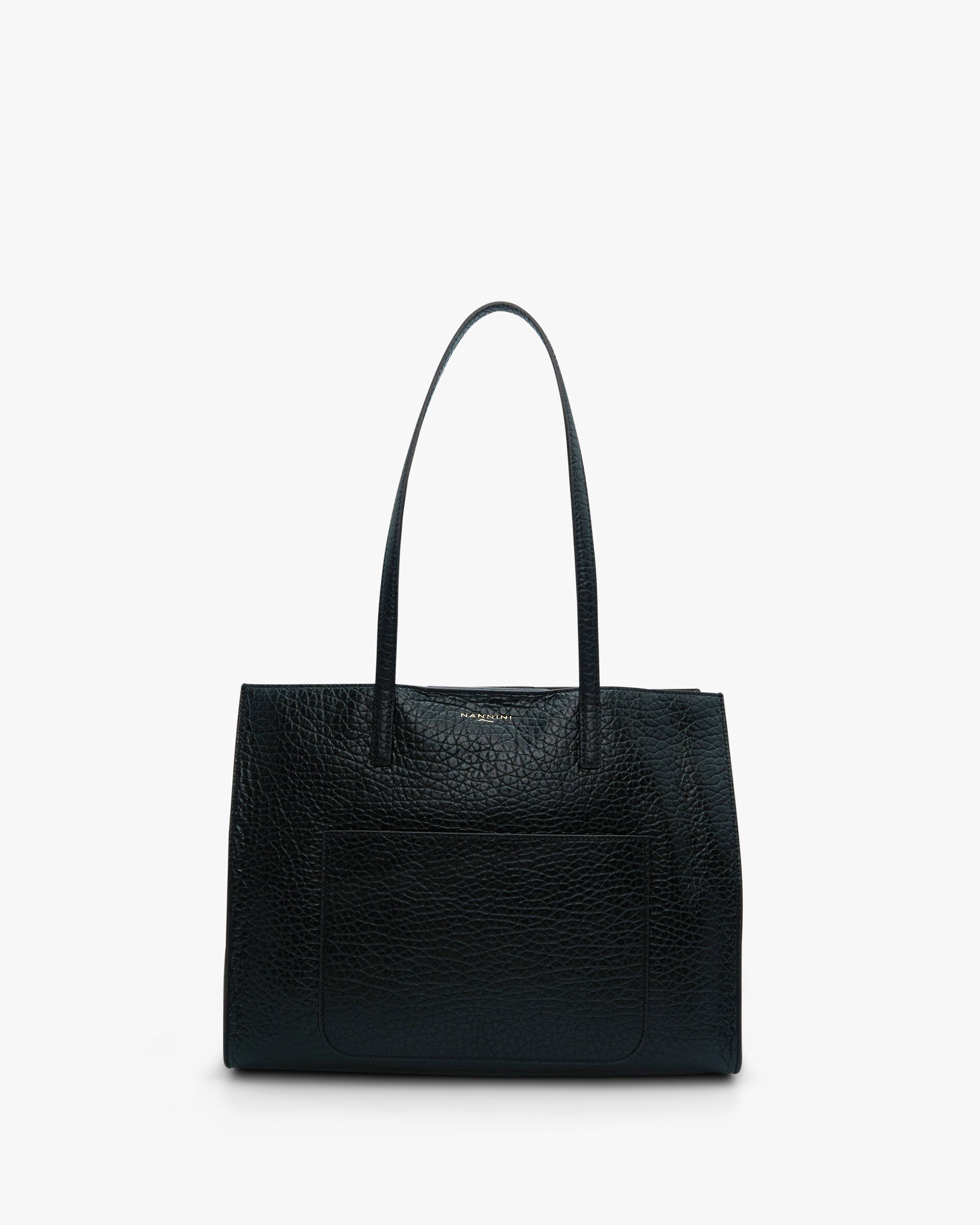 NANNINI borsa spalla donna pelle nero martellata media