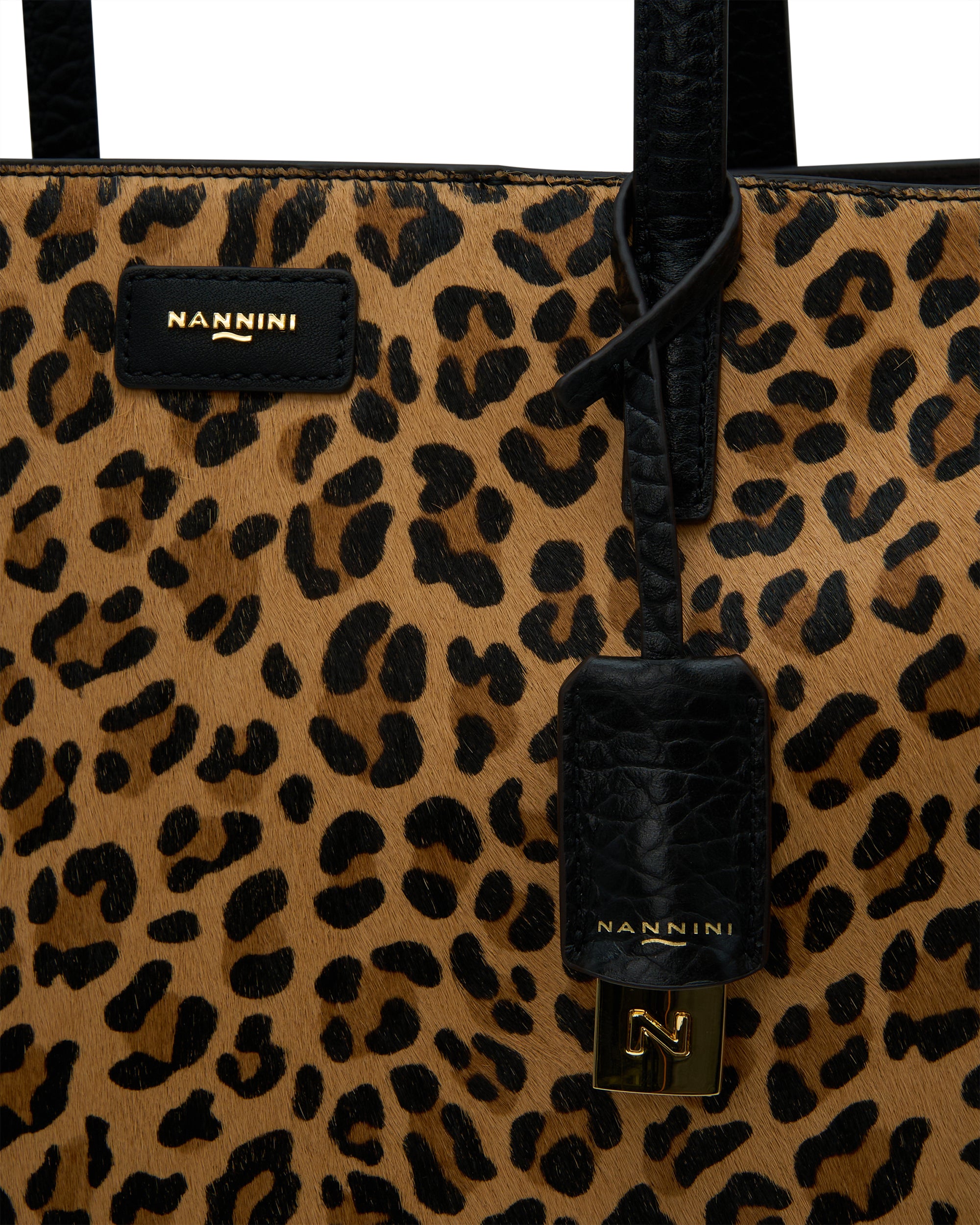 NANNINI shopper tessuto stampa rettile marrone donna manici