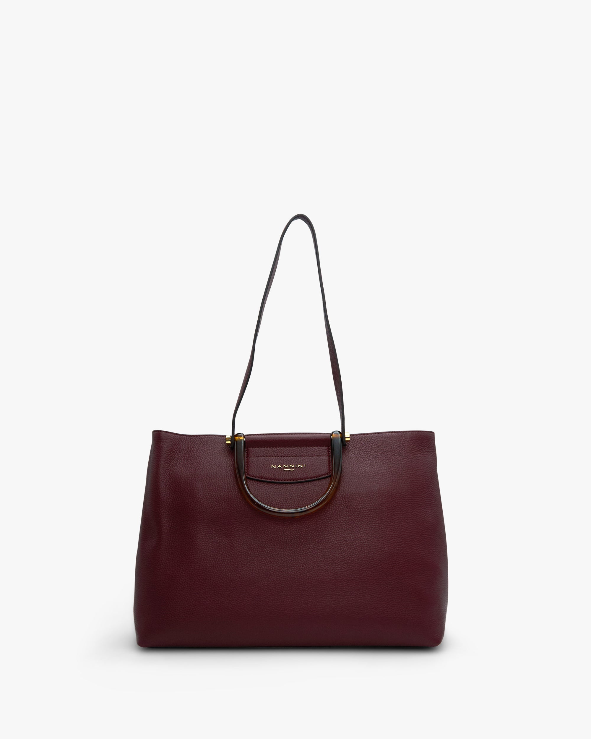 NANNINI bauletto pelle martellata bicolore grigio donna manici