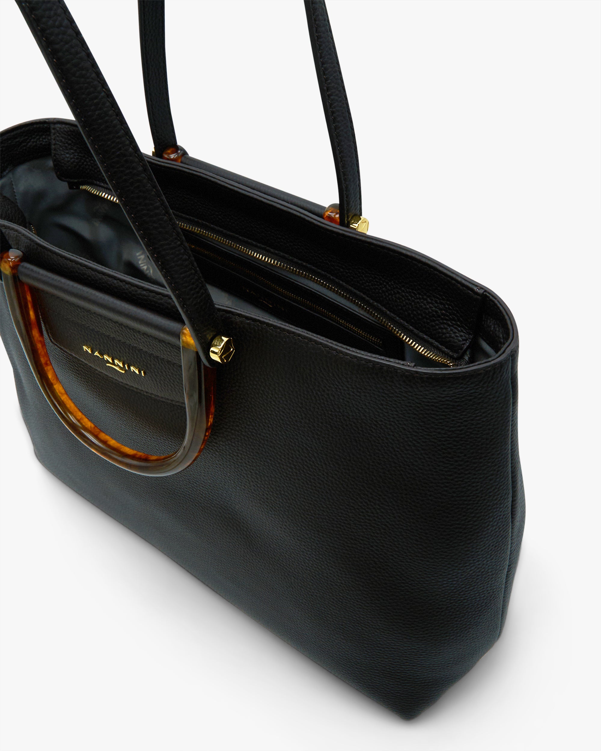NANNINI bauletto donna pelle martellata con tracolla marrone