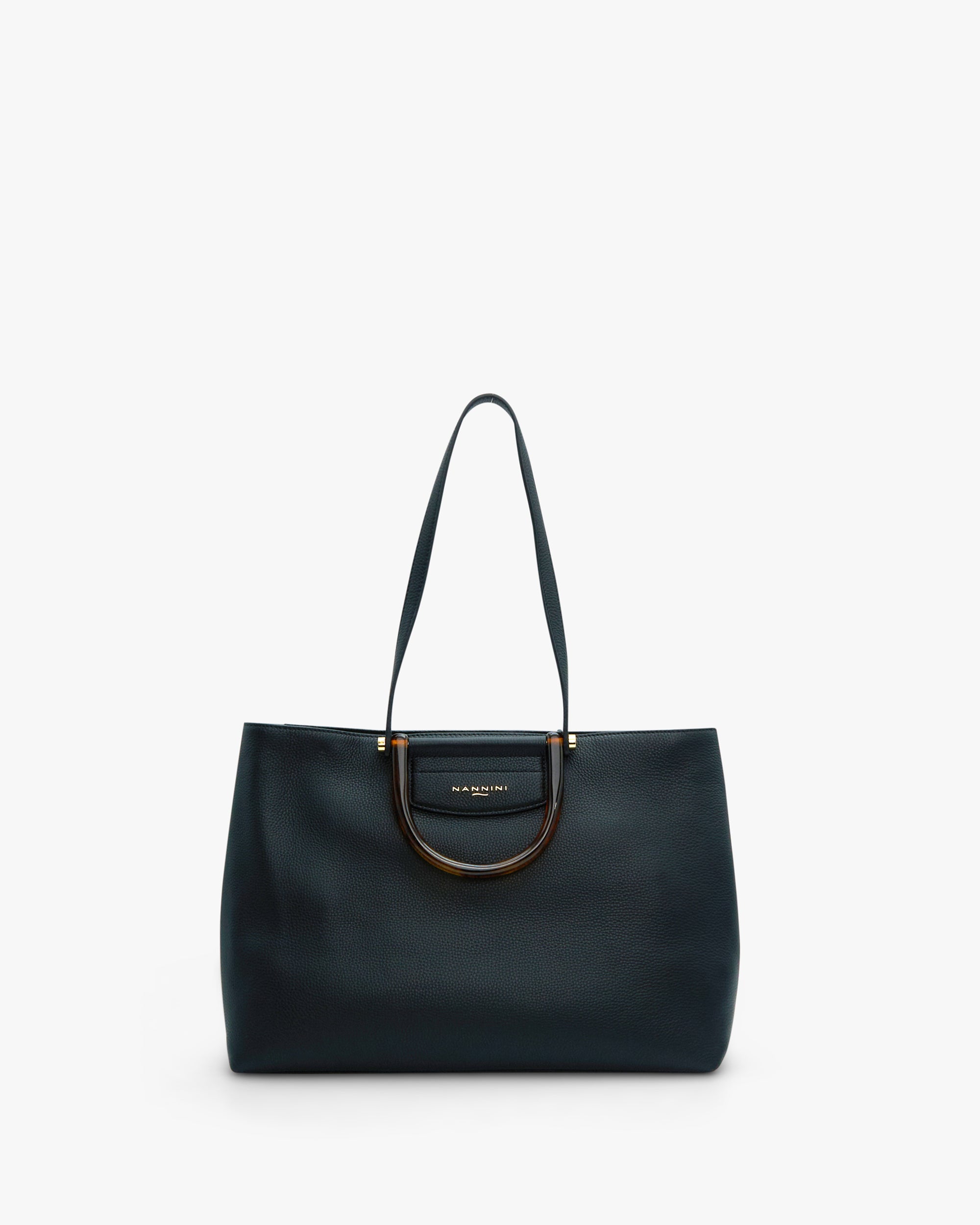 NANNINI tracolla pelle martellata catena donna marrone scuro