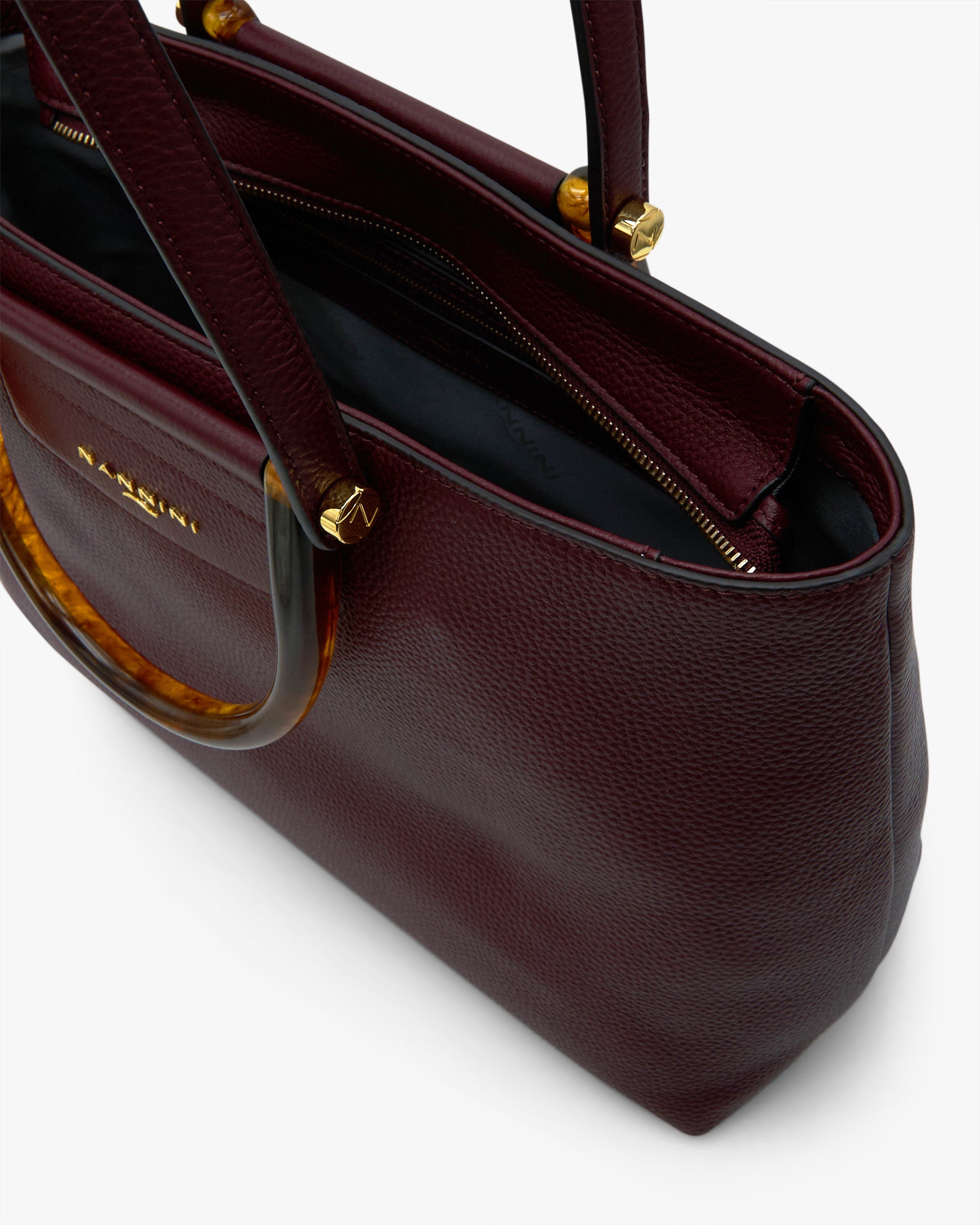 NANNINI borsa spalla donna pelle martellata bordeaux made italy