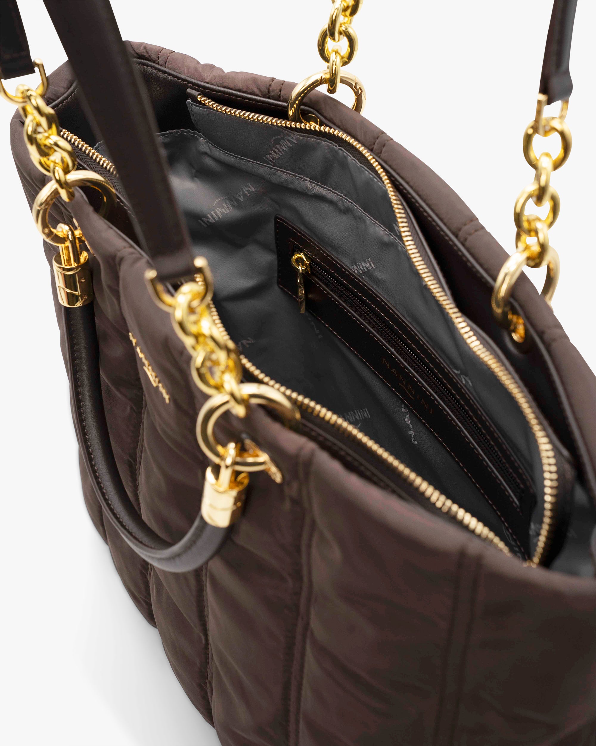 NANNINI borsa spalla donna pelle martellata marrone chiara classica