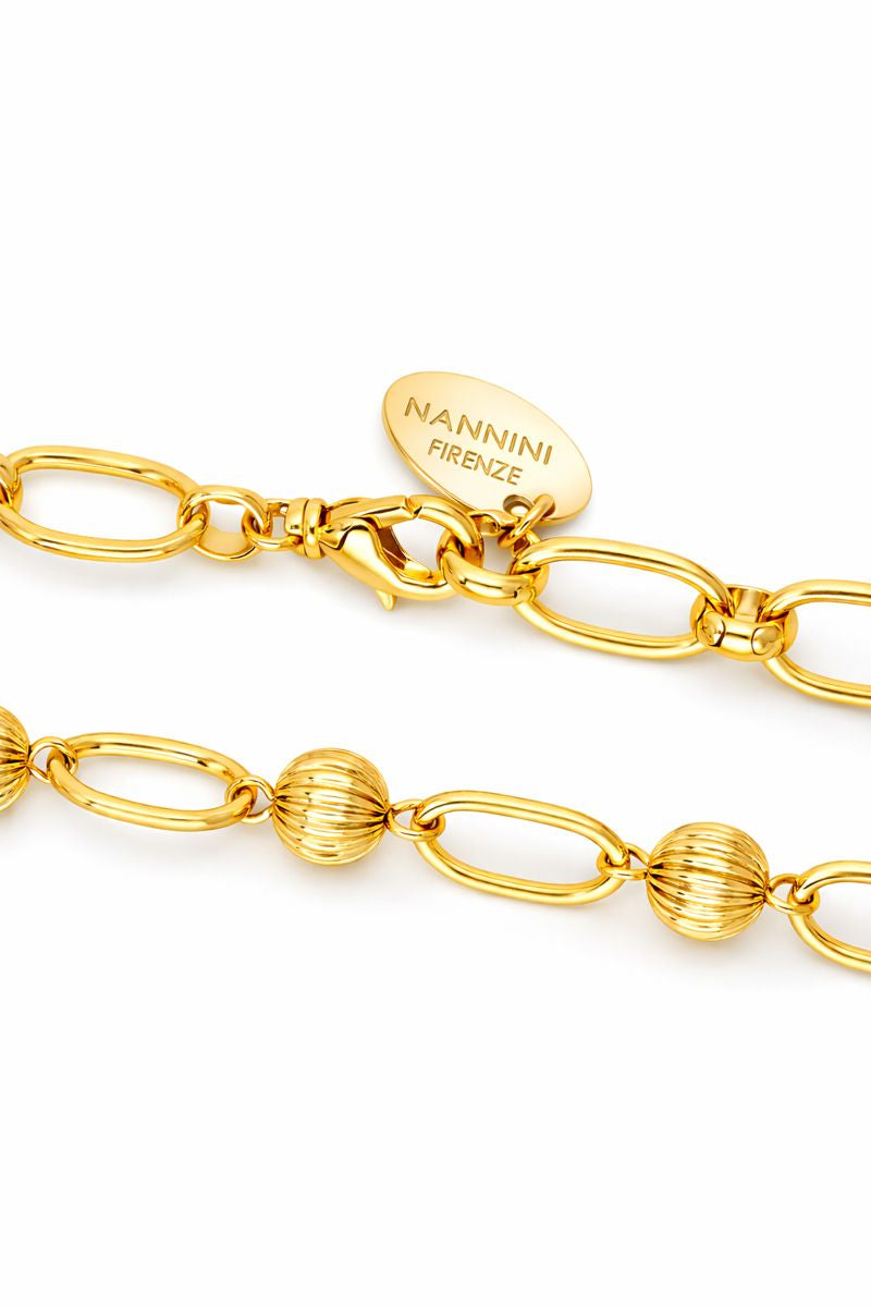 NANNINI tracolla semirigida pelle marrone manico catena logo