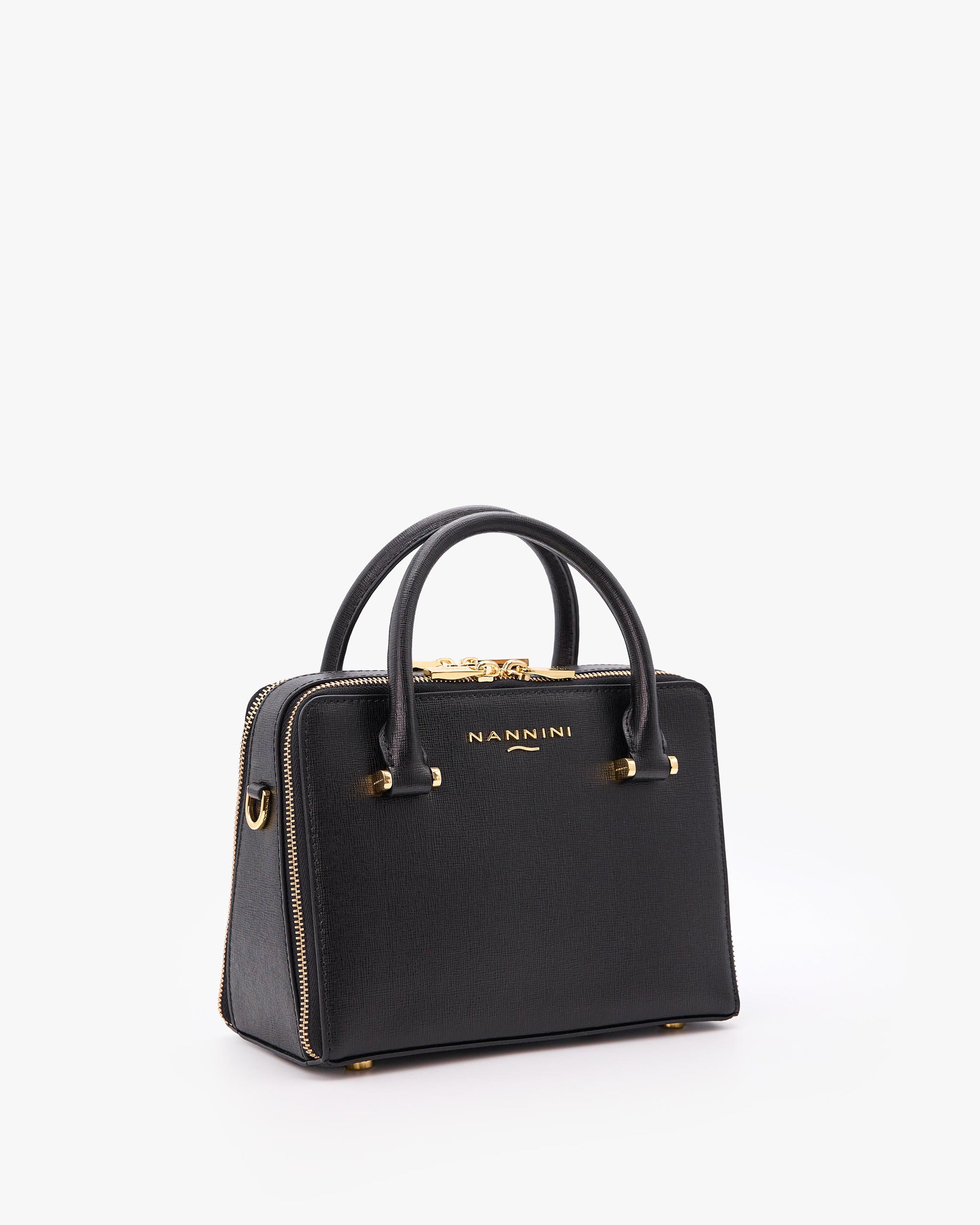 NANNINI borsa spalla donna pelle martellata marrone chiara classica