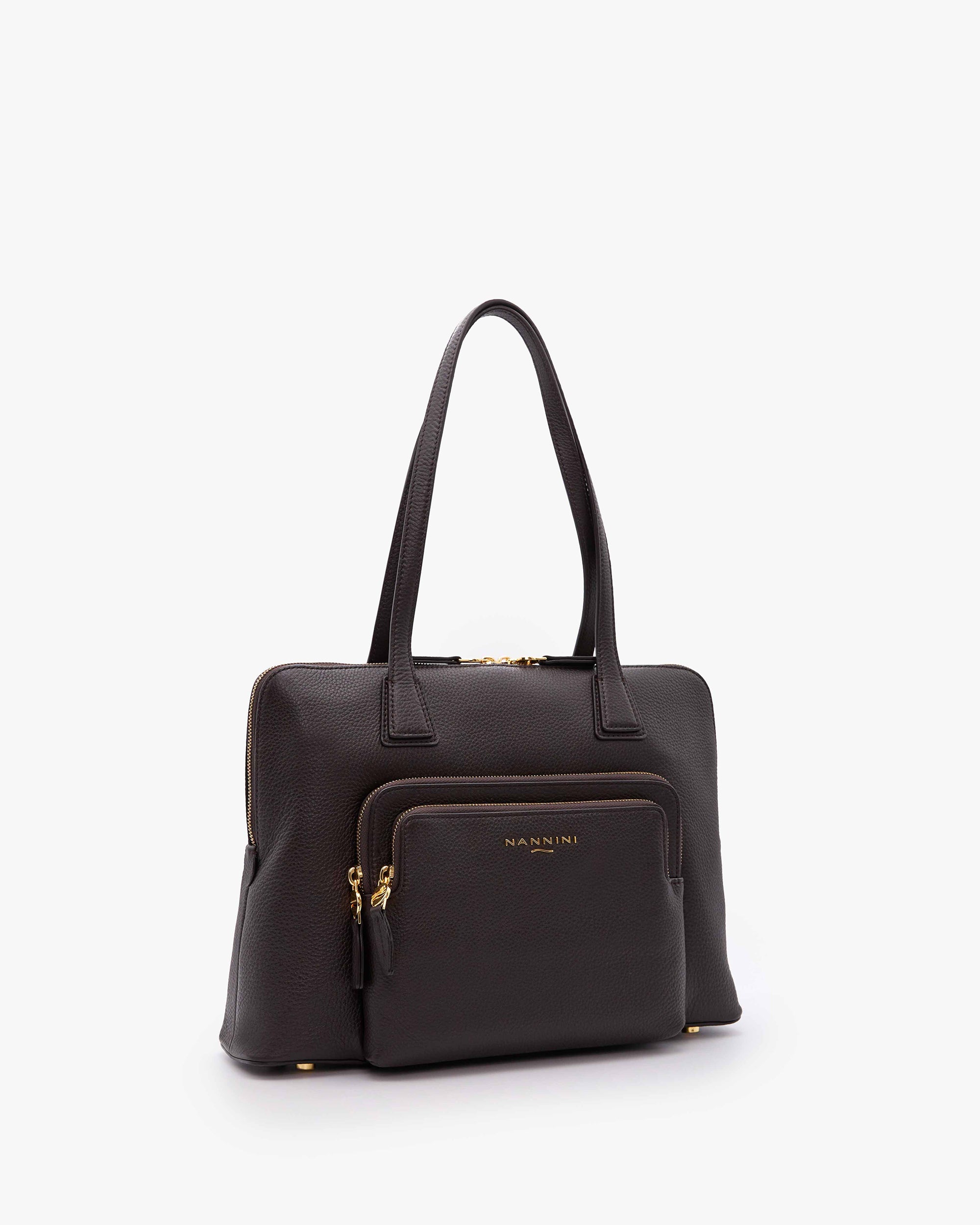 NANNINI bauletto pelle martellata cuoio manici tracolla zip