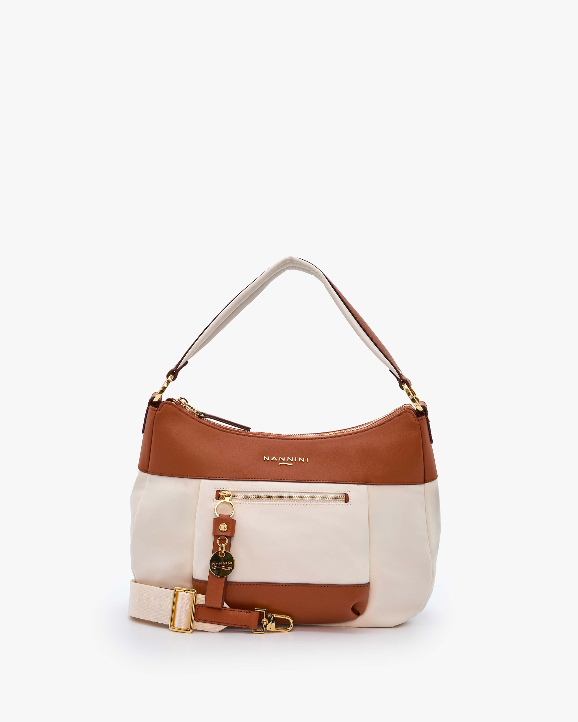 NANNINI borsa pelle martellata tracolla patta nero manico
