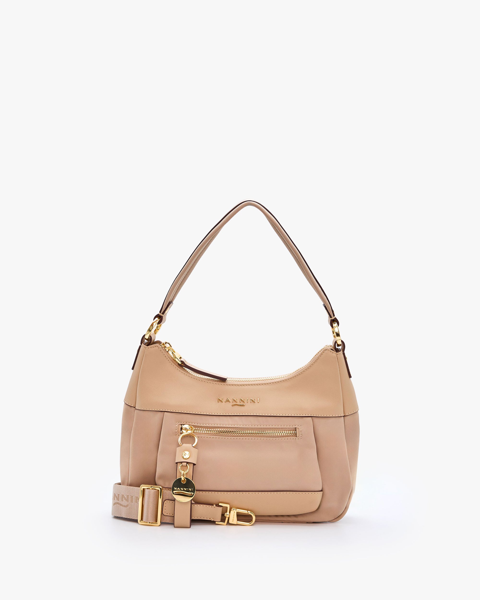 NANNINI Borsa a mano martellata beige tracolla pelle donna
