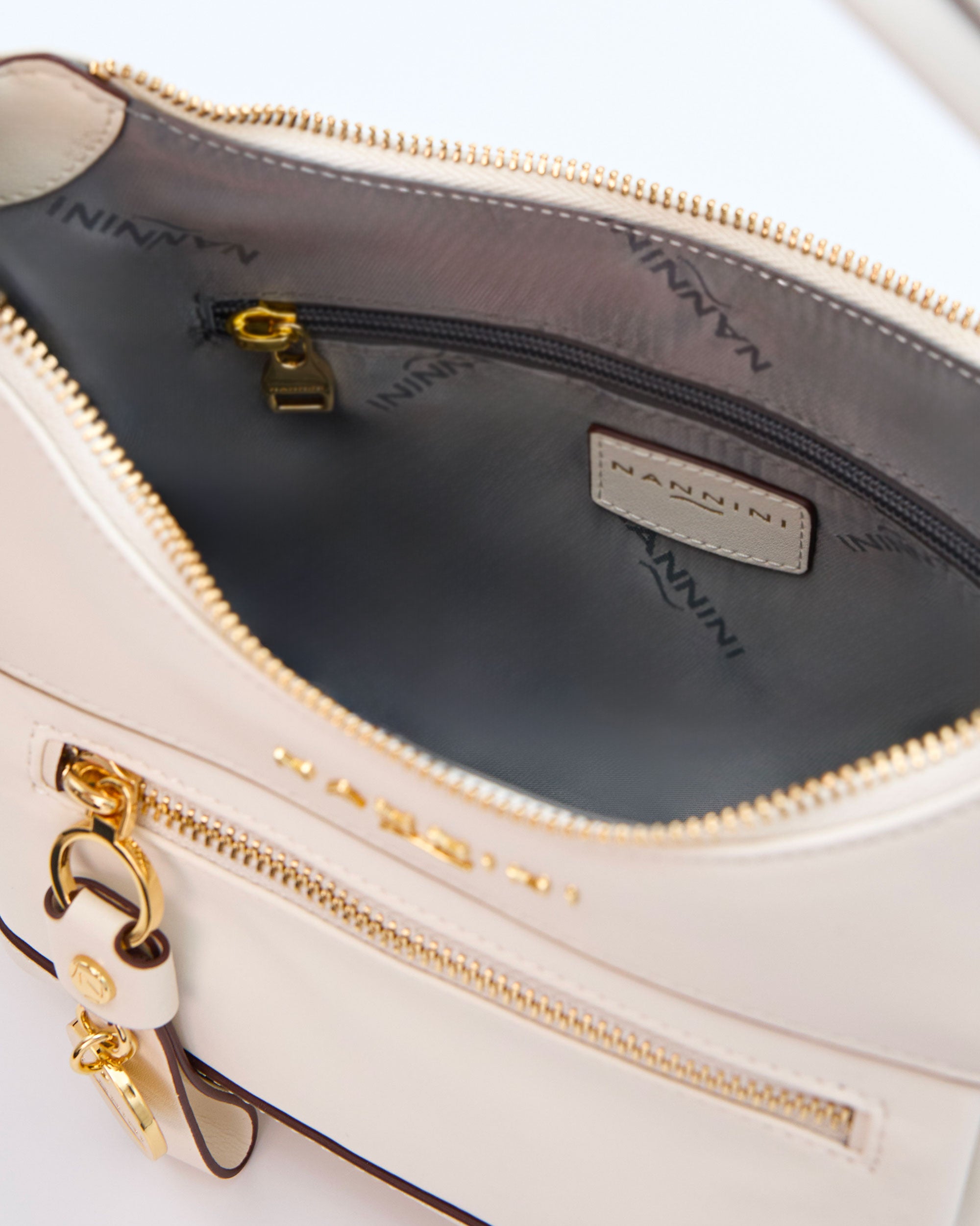 NANNINI borsa secchiello pelle marrone chiaro con tracolla