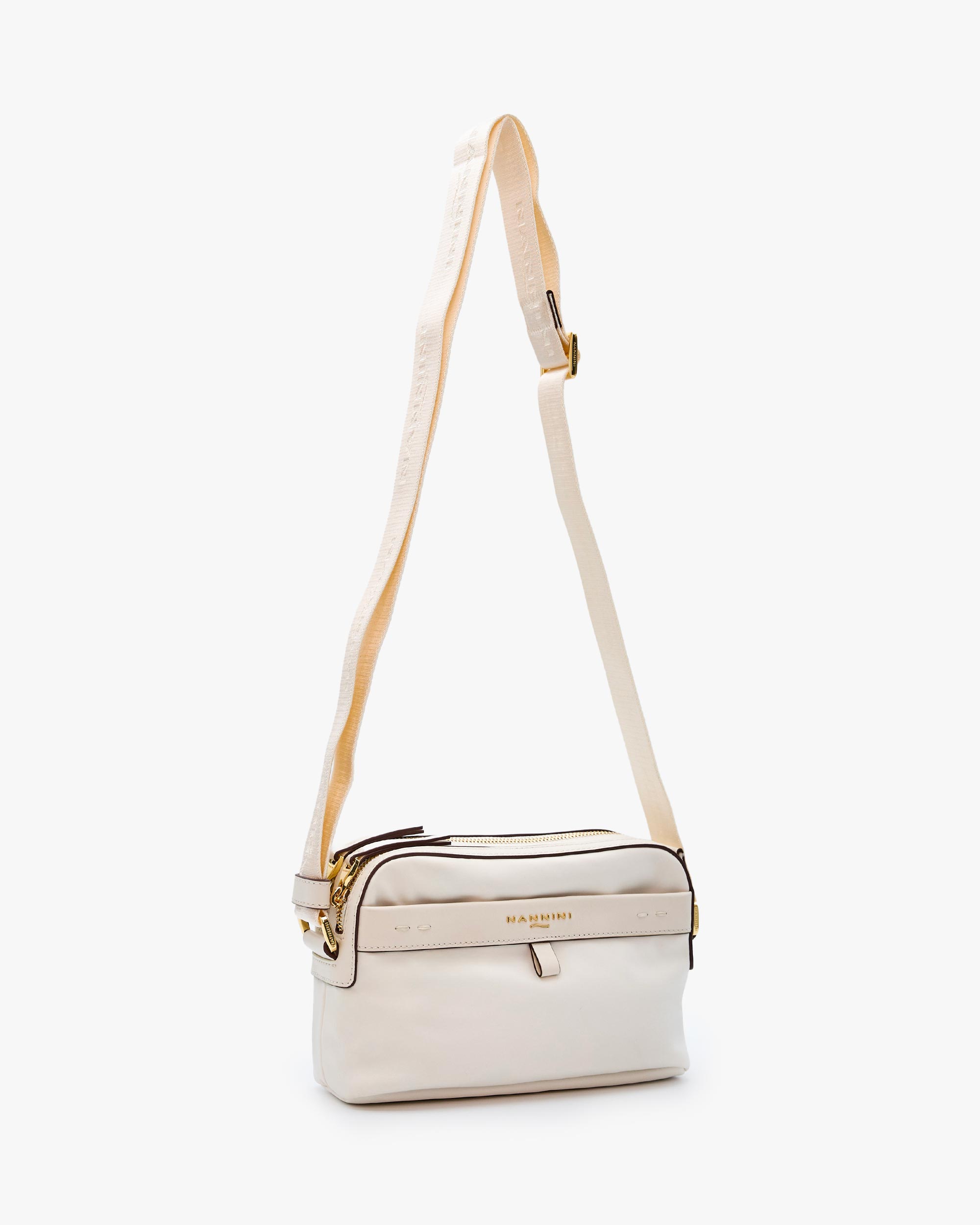 NANNINI borsa pelle liscia tracolla marrone regolabile spalla