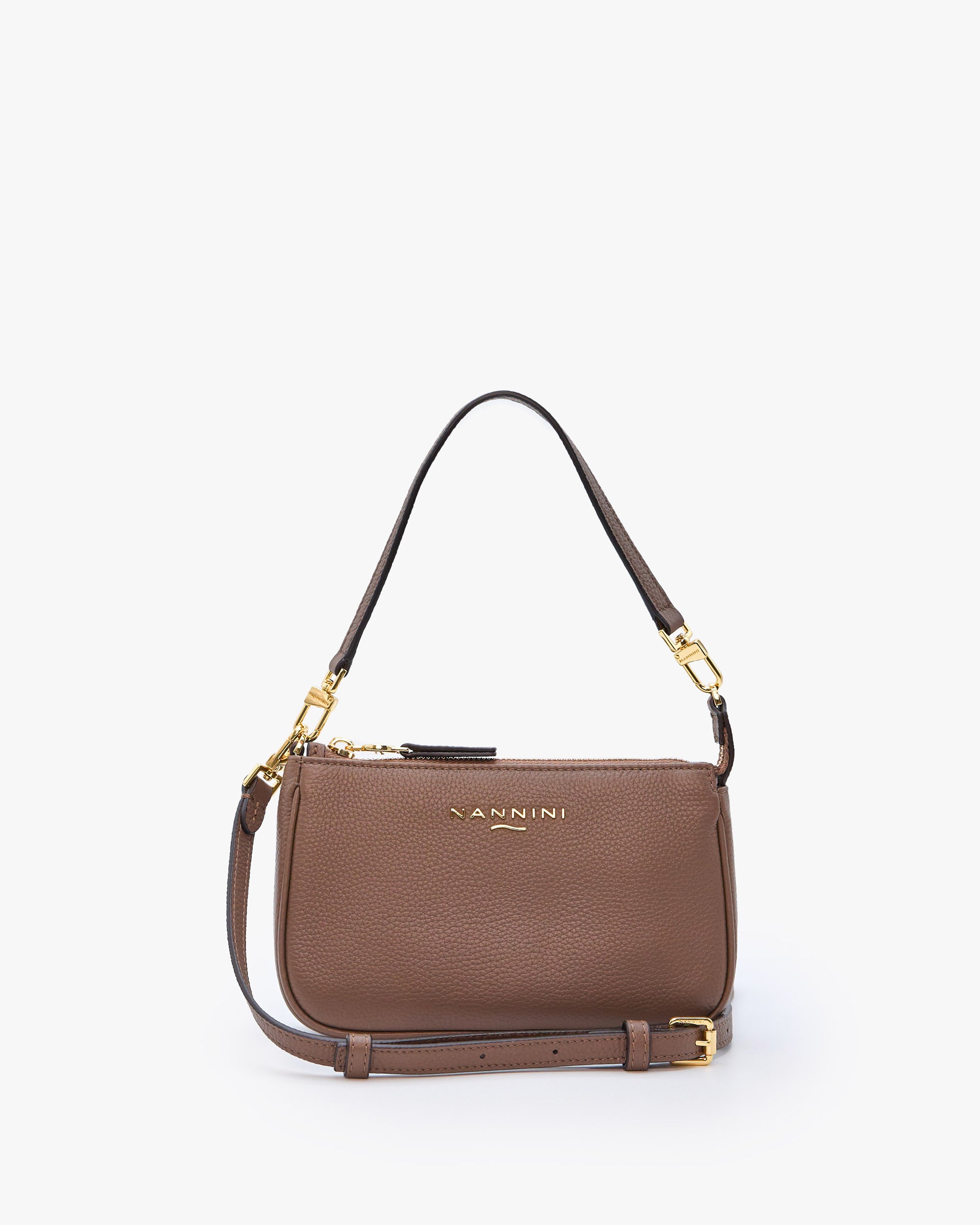 NANNINI pochette pelle martellata tracolla catena oro rossa