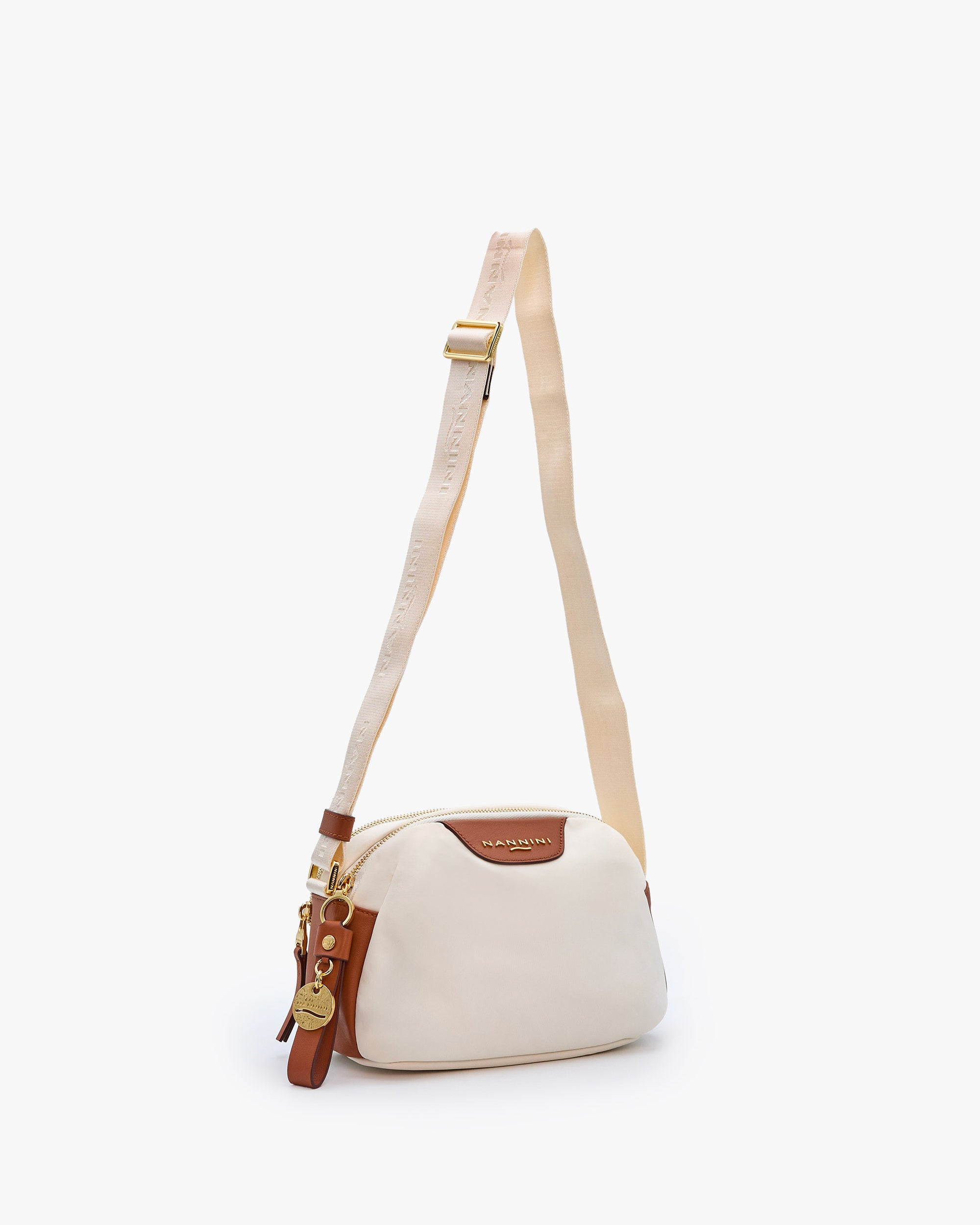 NANNINI borsa secchiello pelle marrone chiaro con tracolla regolabile
