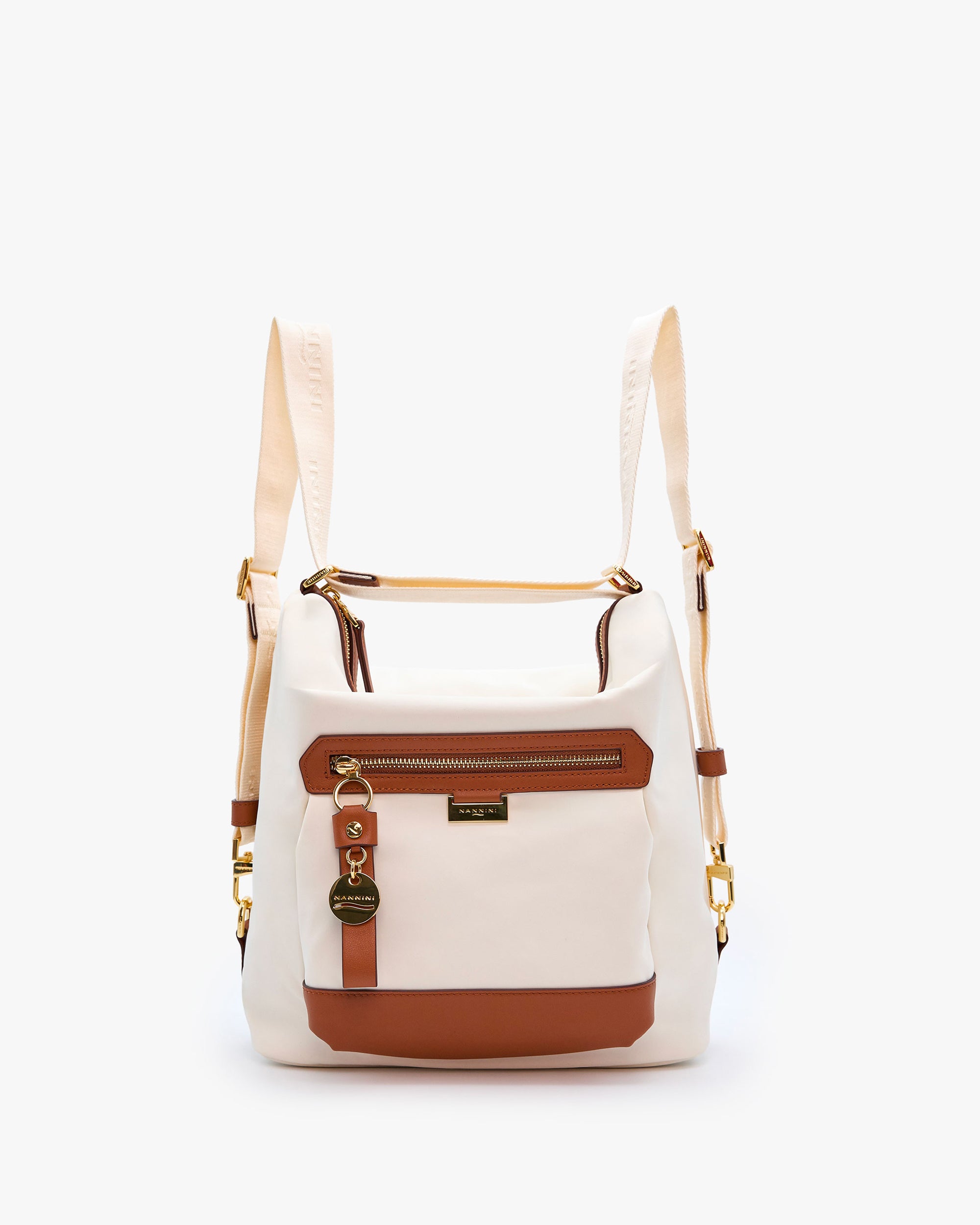NANNINI borsa secchiello pelle martellata tracolla beige donna
