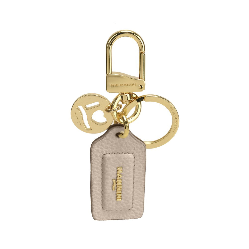 NANNINI borsa spalla donna pelle beige martellata grande